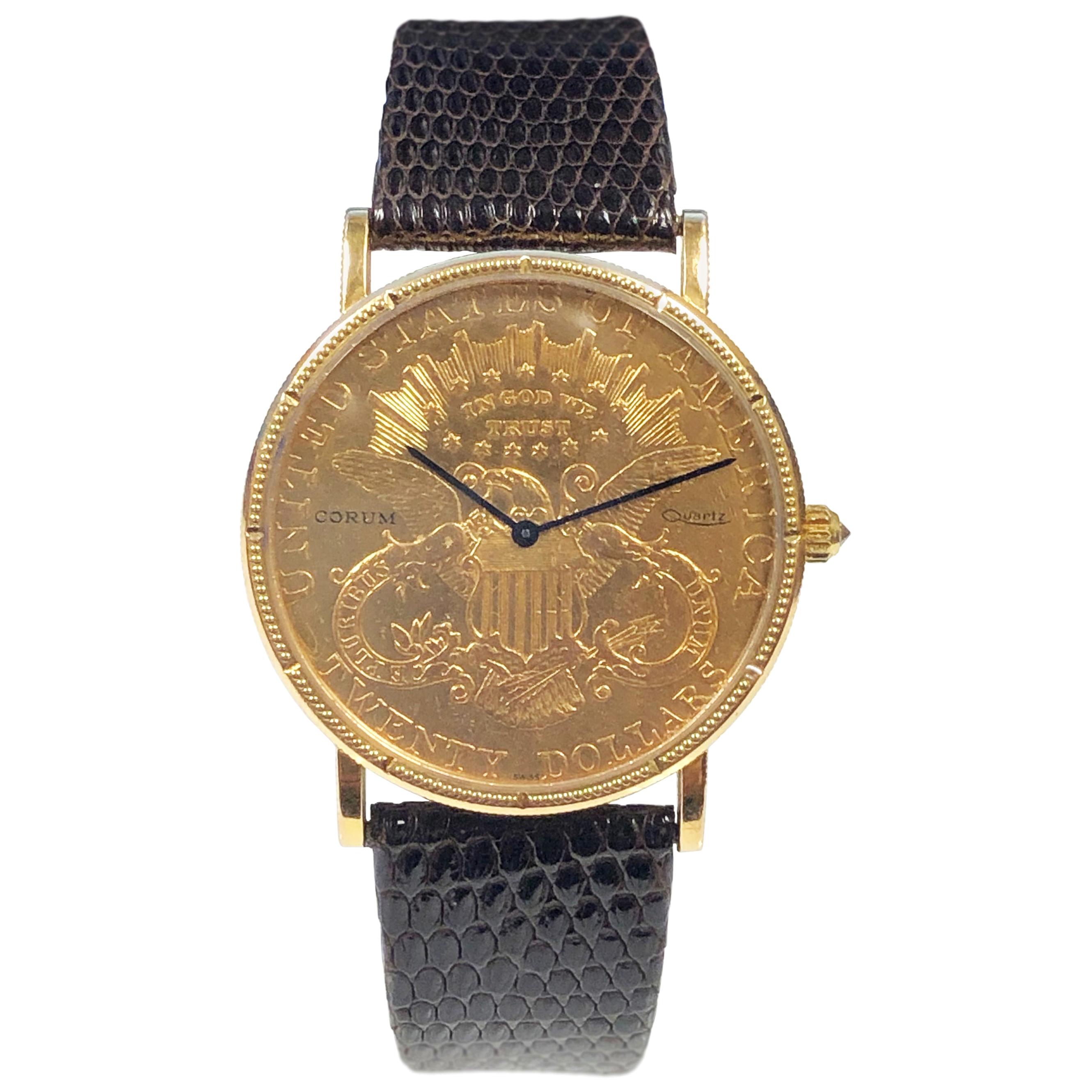 Corum $20 U.S. 1877 Gold Coin Classic Quartz Wristwatch