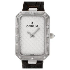 Vintage Corum 24 706 59 18 Karat White Gold Silver Dial Quartz Watch
