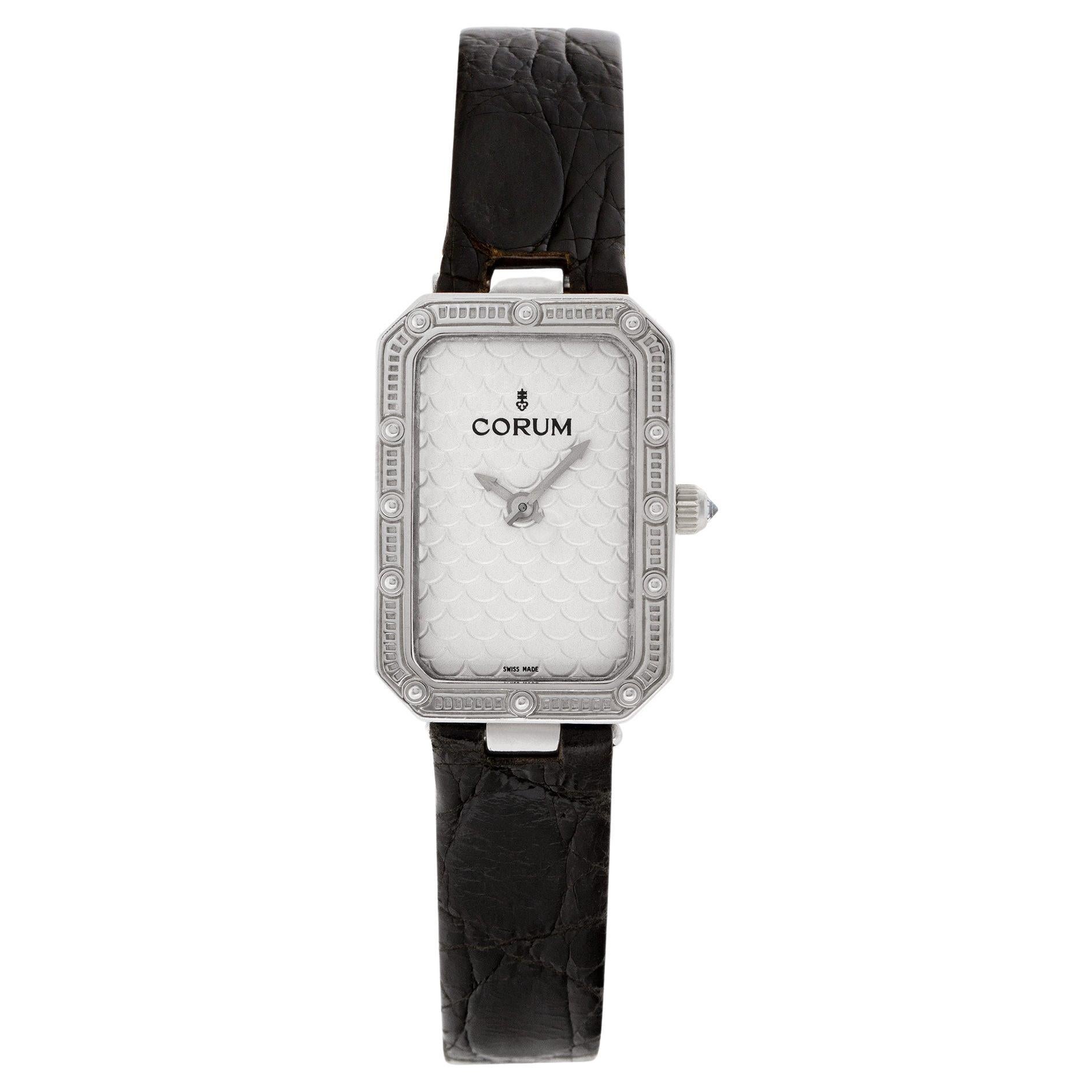 Corum 24 706 59 18k White Gold Silver Dial Quartz Watch For Sale