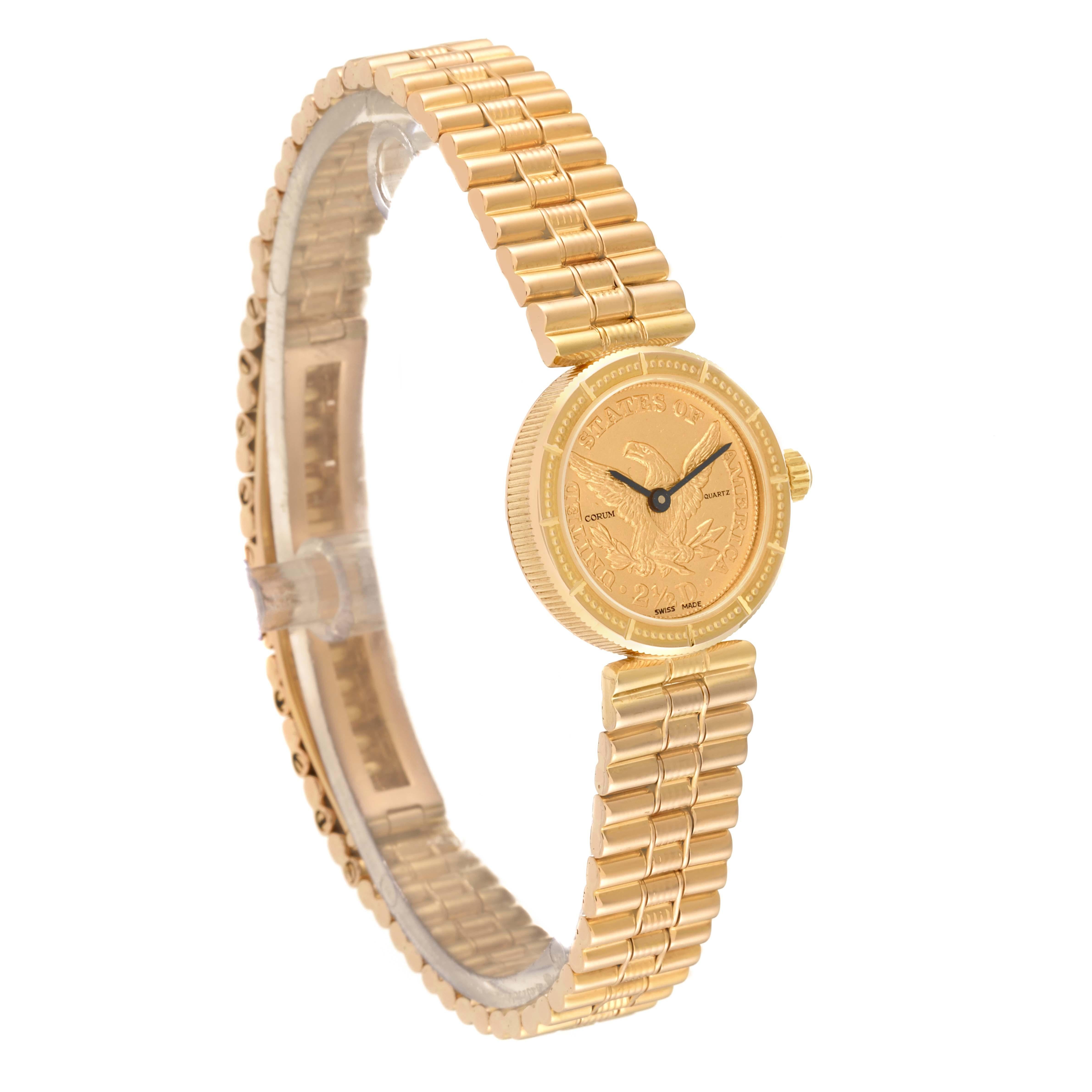 Corum 2.5 Dollars Eagle Liberty Coin Yellow Gold Ladies Watch 1852 For Sale 3