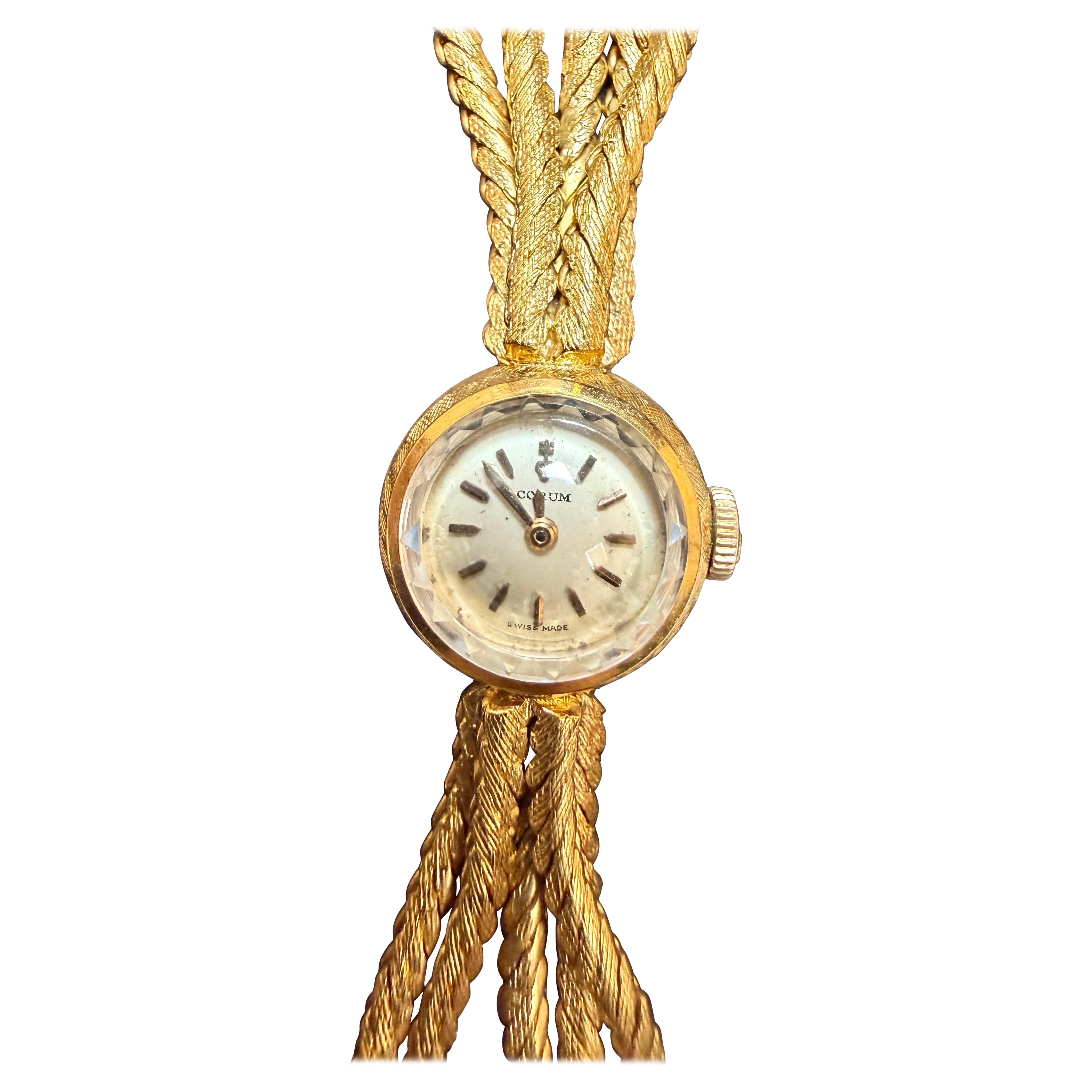 Corum. Reloj de pulsera de cadena múltiple de oro de 18 quilates para señora 38,5 Gm, 7,25 " Vintage