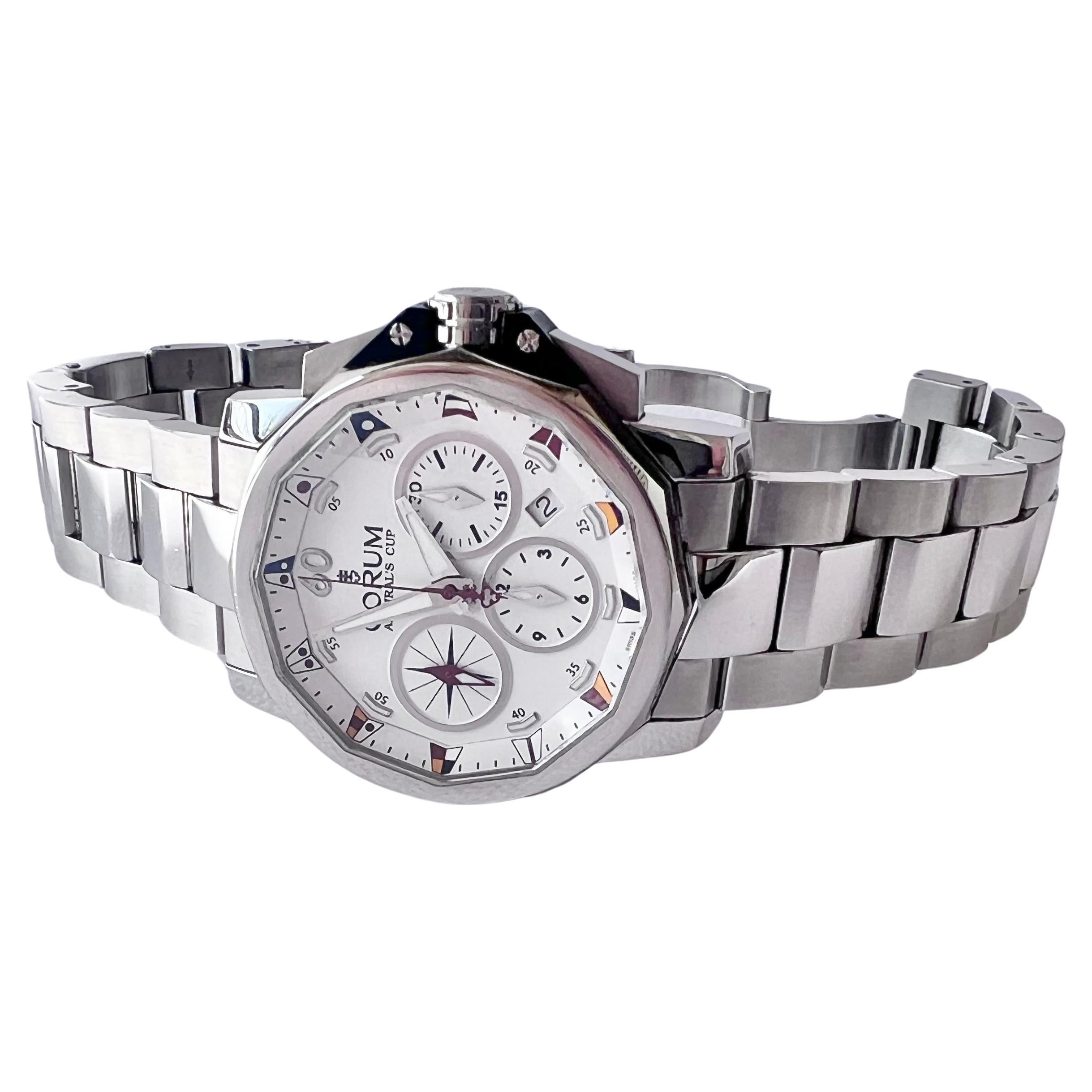 Corum Admiral's Cup 01.0007 Chronograph Stainless Steel Automatic Men Watch For Sale