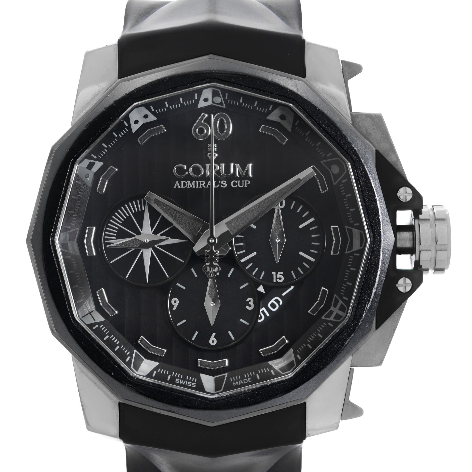 Limited Edition of  303 out of 750. Pre-owned Corum Admirals Cup 48mm Limited Edition Steel Automatic Watch 753.935.06/0371 AN52. Come with Original Papers, minor scratches, and Dings on Bezel.  Minor Wear on the Rubber Strap visible only Under