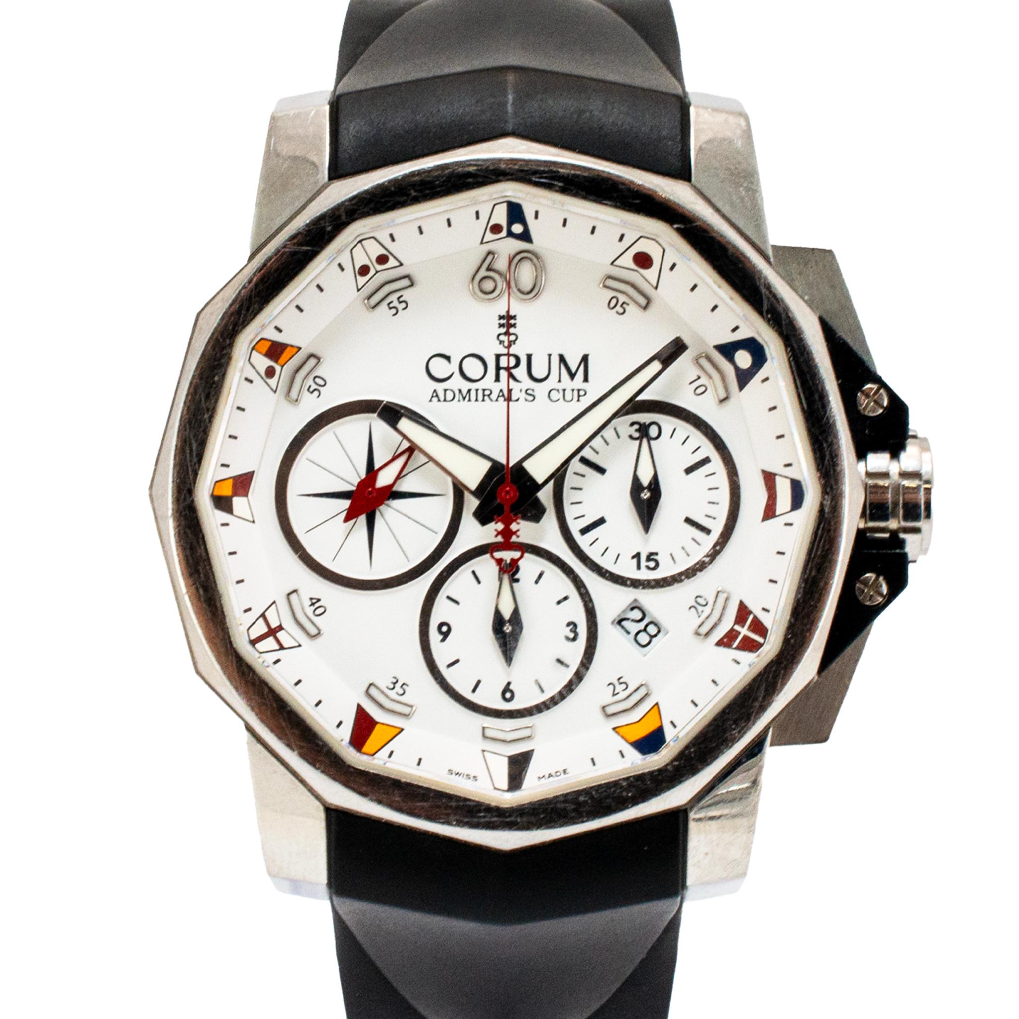 Orologio Corum Admiral's Cup Challenge 44MM 01.0007 Cronografo Automatico in Acciaio In condizioni ottime in vendita a Houston, TX