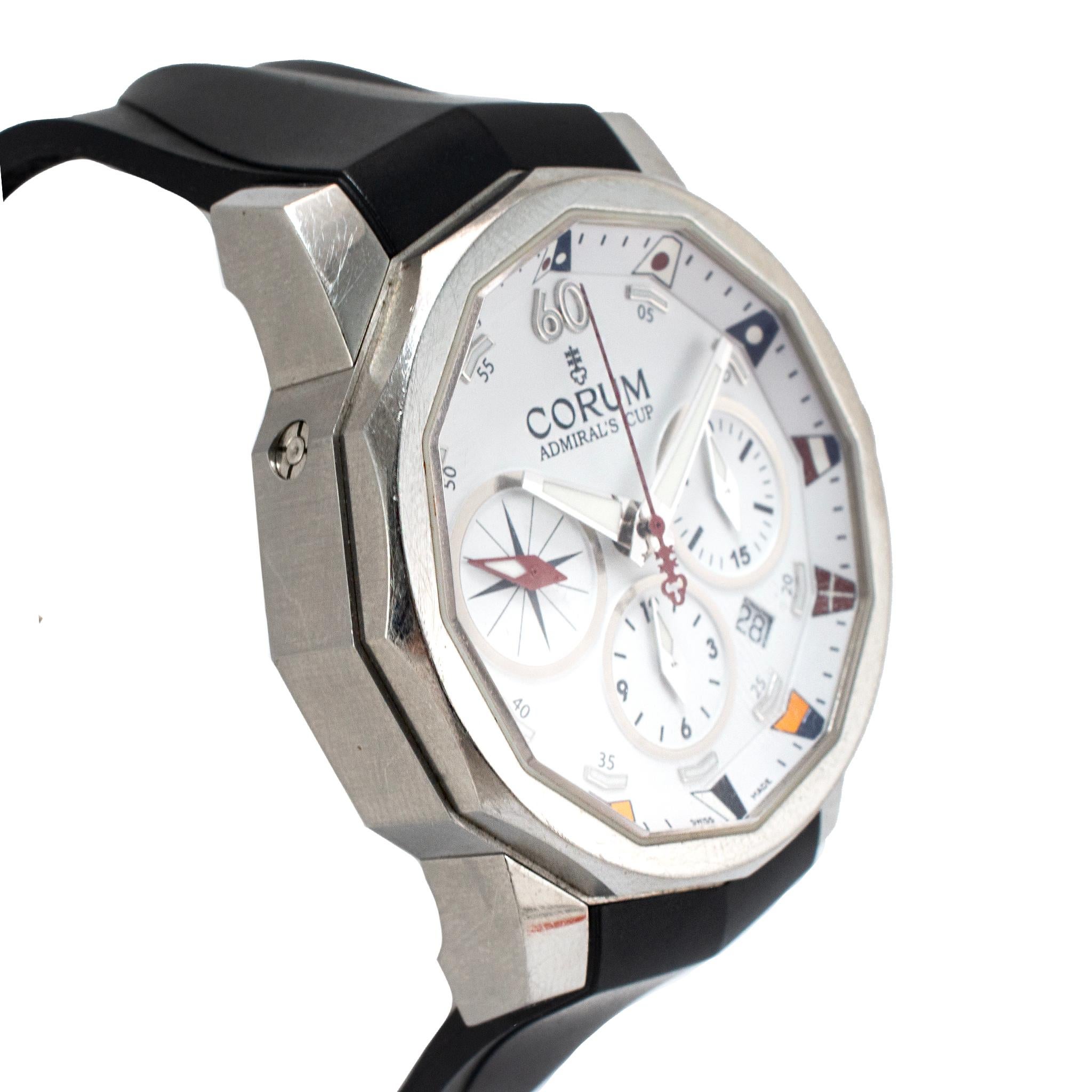 Uomo Orologio Corum Admiral's Cup Challenge 44MM 01.0007 Cronografo Automatico in Acciaio in vendita