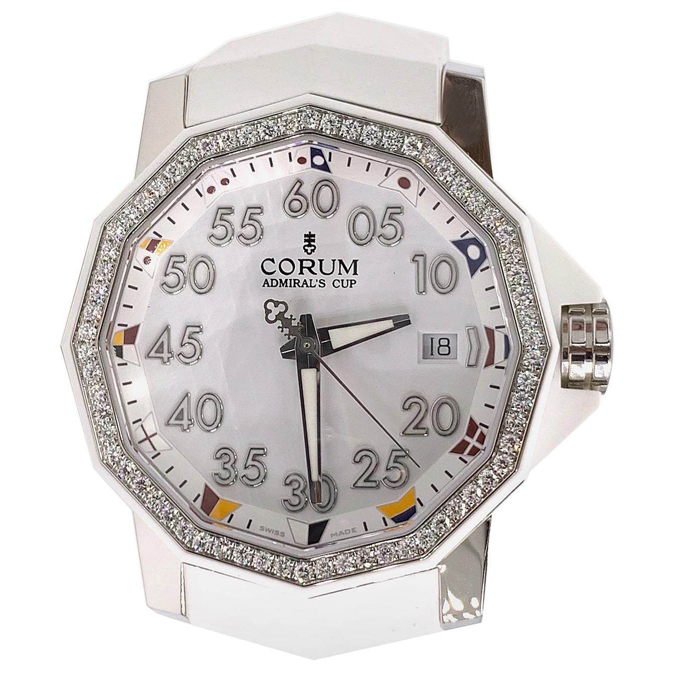 CORUM Admiral's Cup Competition 40 Automatic Watch with Diamond Bezel For Sale