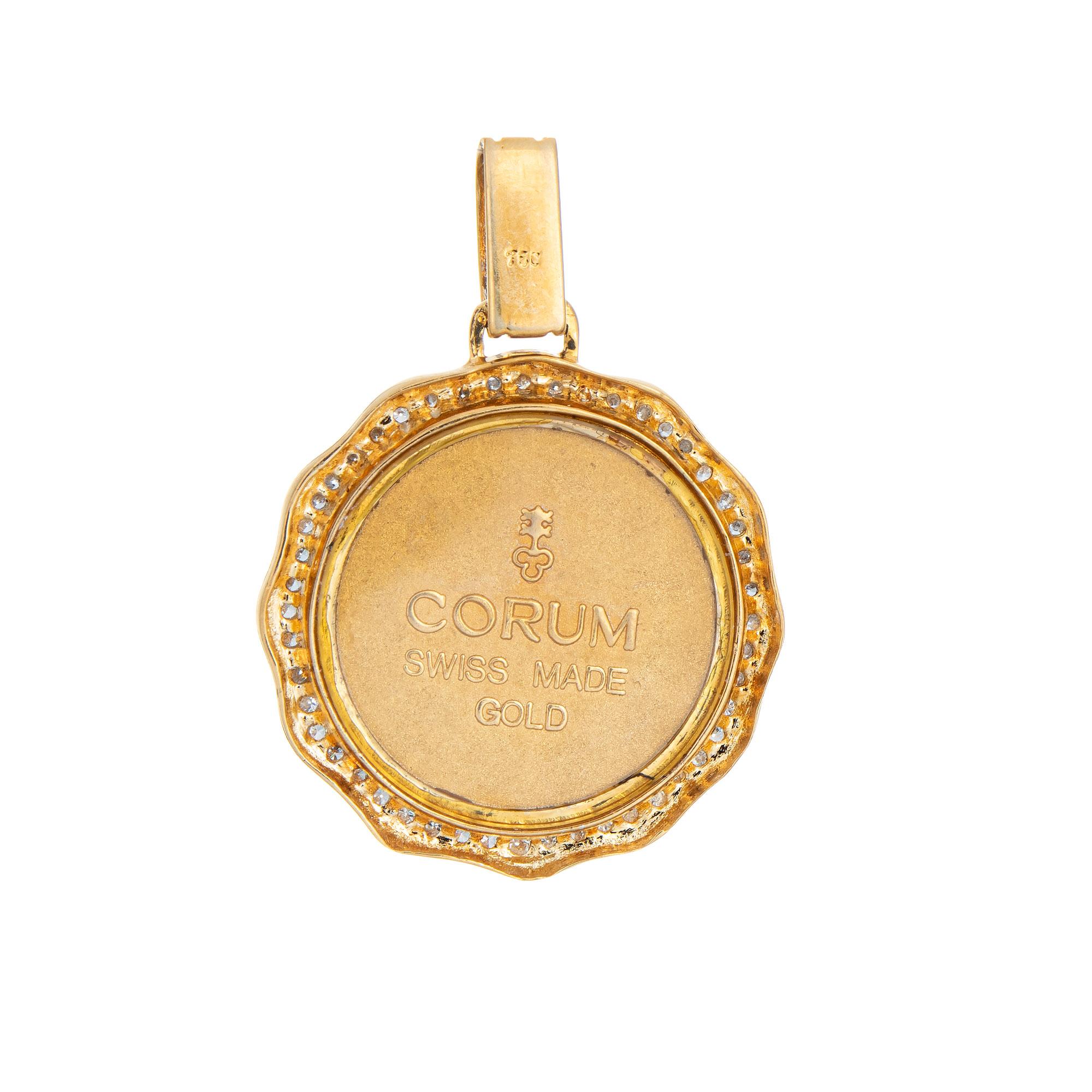 Vintage Corum Admirals Cup diamond pendant, crafted in 18 karat yellow gold.  

Round brilliant cut diamonds total an estimated 0.57 carats (estimated at H-I color and VS2-IS1 clarity).

The Admirals collection was born 60 years ago with the