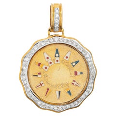 Vintage Corum Admirals Cup Diamond Pendant 18k Yellow Gold Charm Nautical Jewelry