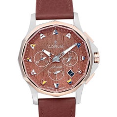 Corum Admiral's Cup Legend 18k Rose Gold Steel Brown Dial Watch A984/03598