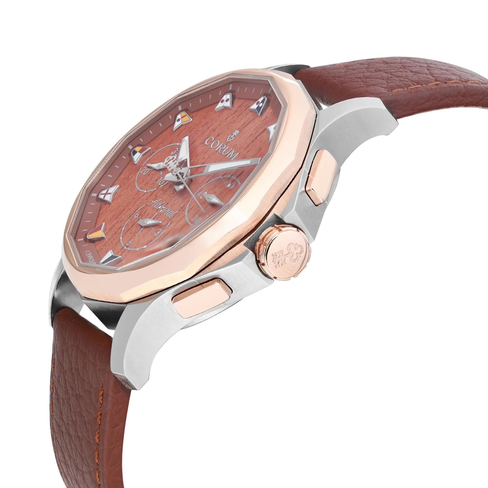 Corum Admiral's Cup Legend 18k Rose Gold Steel Brown Dial Watch A984/03598 In New Condition For Sale In New York, NY