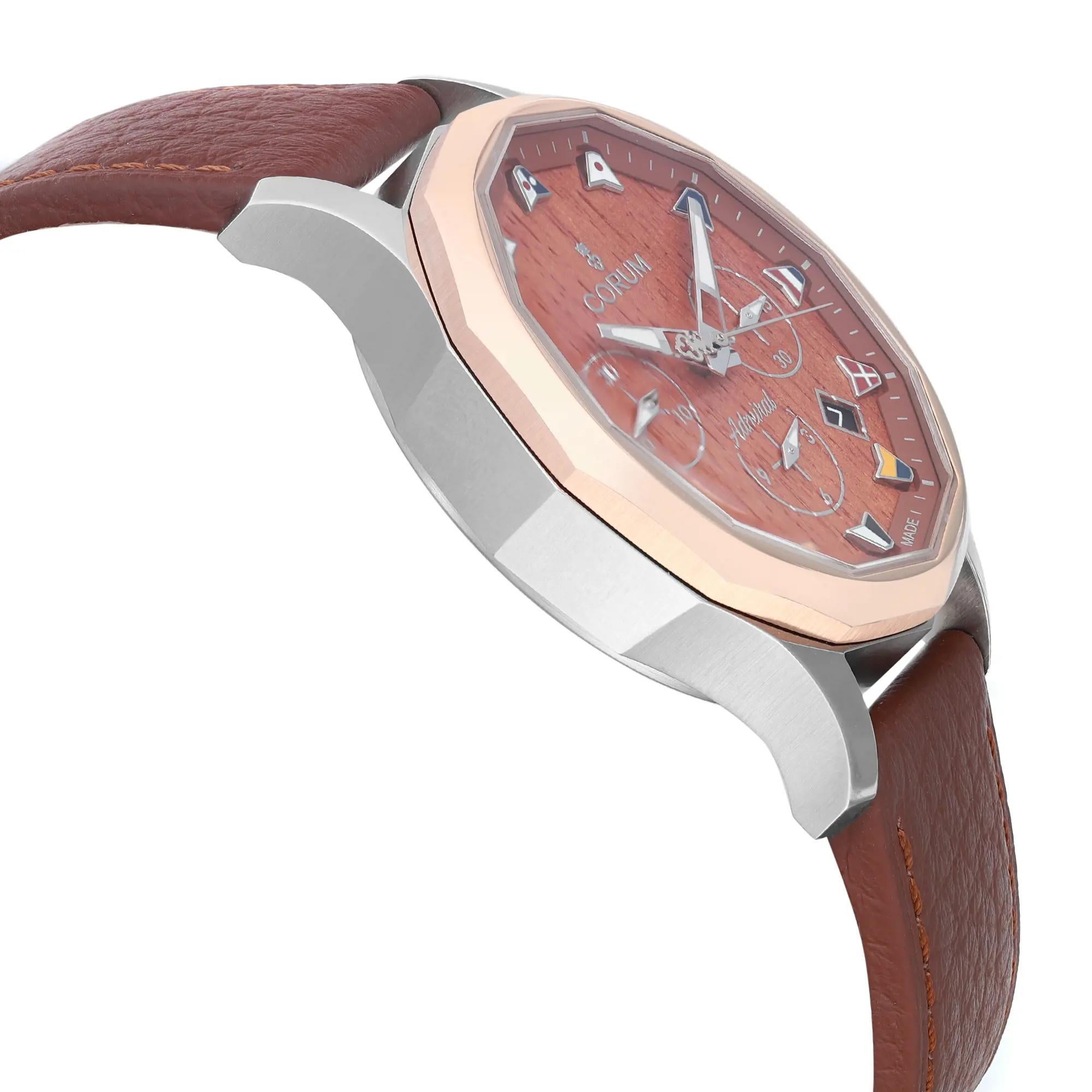 Corum Admiral's Cup Legend 42: 18 Karat Roségold Stahl-Armbanduhr mit braunem Zifferblatt A984/03598 Herren im Angebot