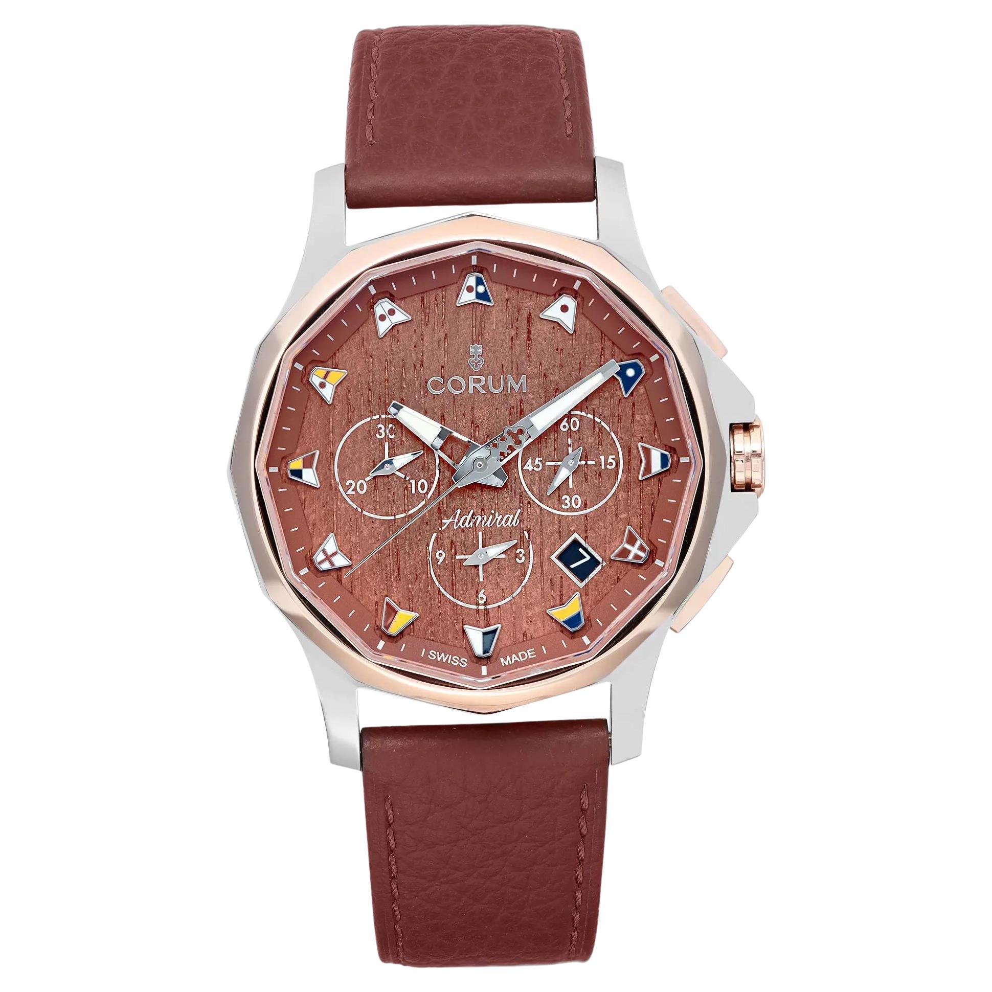 Corum Admiral's Cup Legend 18k Rose Gold Steel Brown Dial Watch A984/03598 For Sale