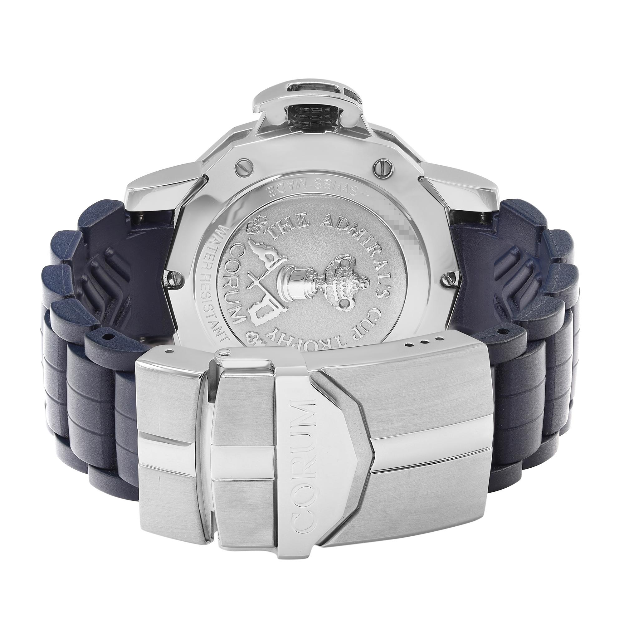 Corum Admiral's Cup Steel Blue Dial Automatic Watch 082.833.20/F373 In Excellent Condition In New York, NY