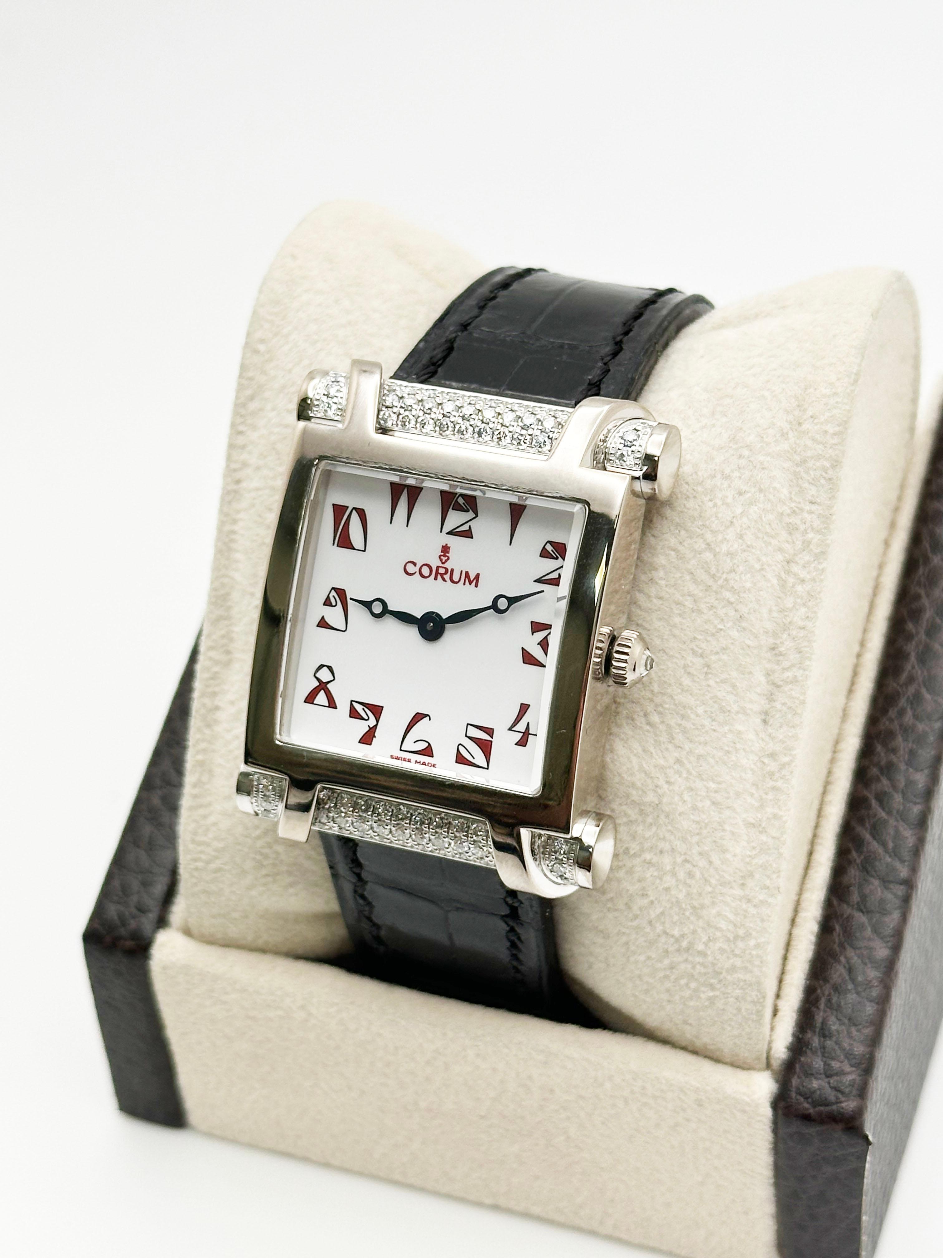 Women's or Men's Corum Antika 024.653.69 Ladies 18K White Gold Factory Diamond Bezel For Sale