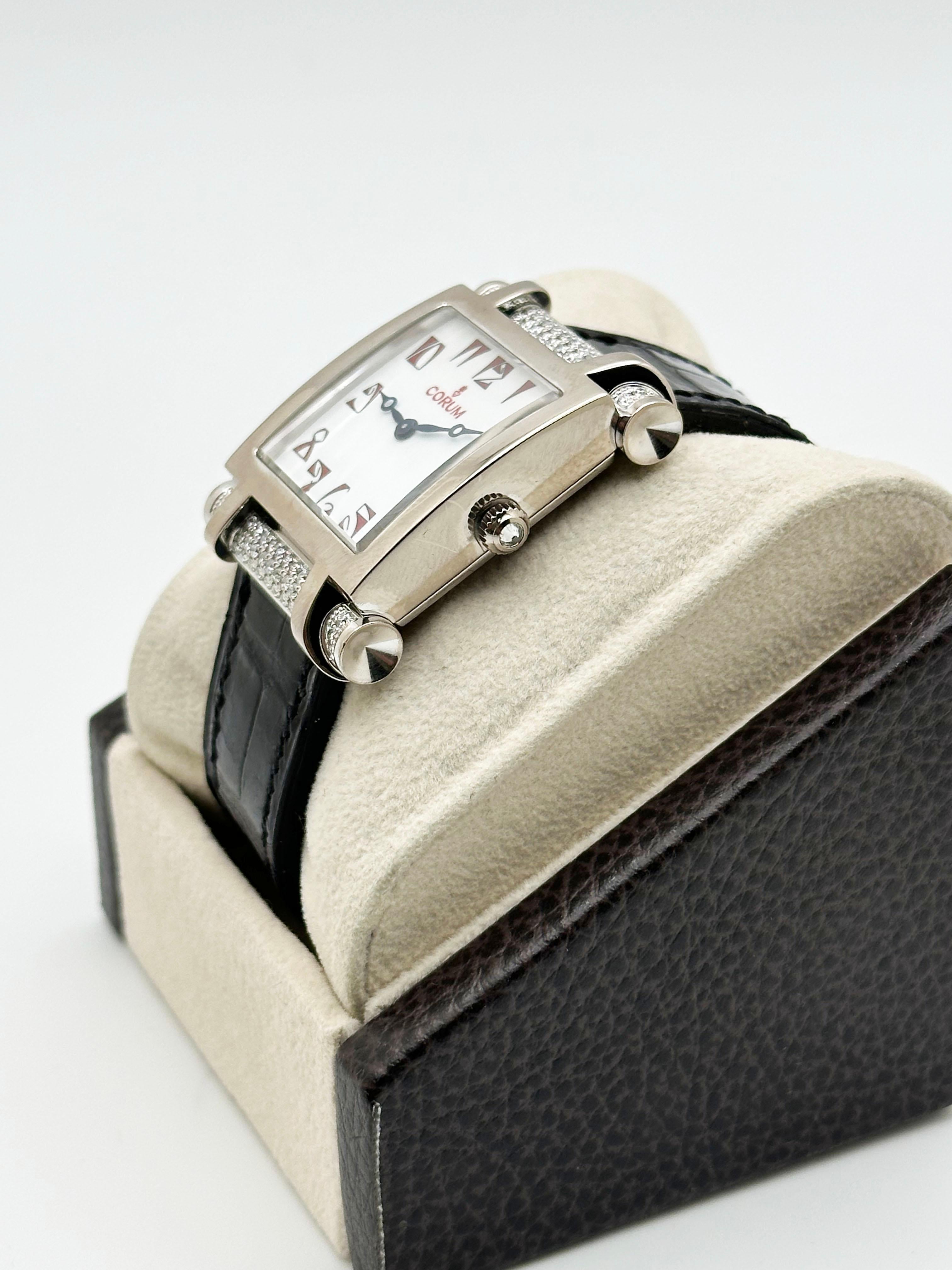 Corum Antika 024.653.69 Ladies 18K White Gold Factory Diamond Bezel For Sale 1