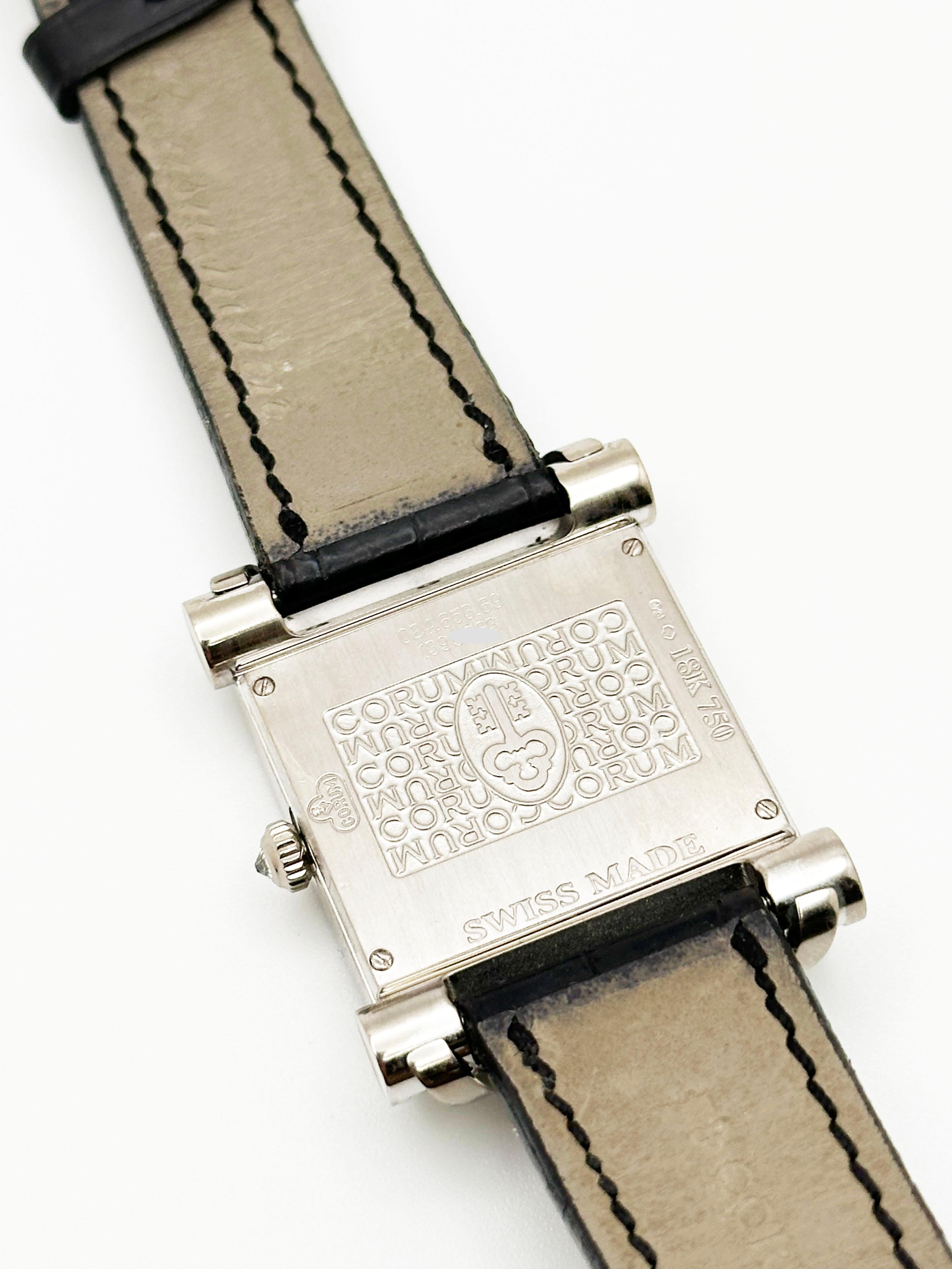 Corum Antika 024.653.69 Ladies 18K White Gold Factory Diamond Bezel For Sale 2