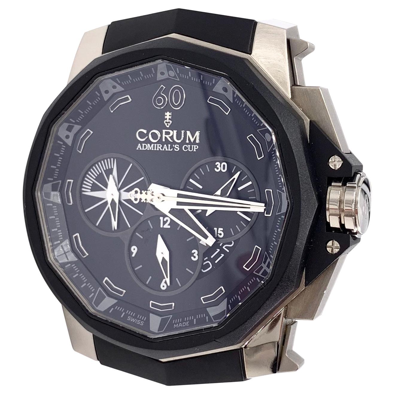 CORUM Black Titanium Admiral's Cup Chronograph 48 Automatic Watch For Sale