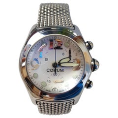 Used Corum Boutique Chronograph Bubble Stainless Steel Watch White, Model 390.150.20