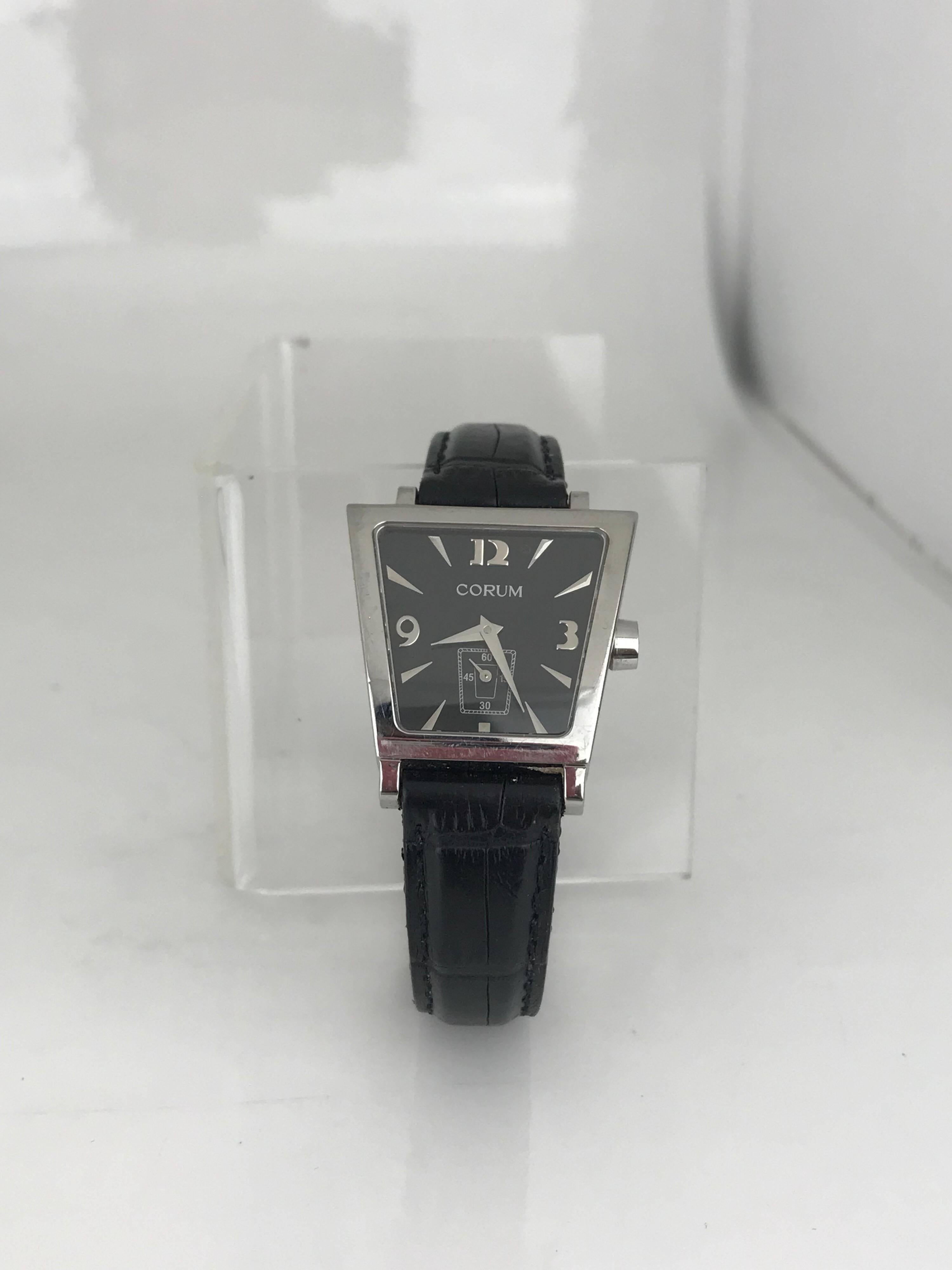 Corum Boutique Trapeze 105.404.20 Stainless Steel Black Ladies Watch For Sale 2