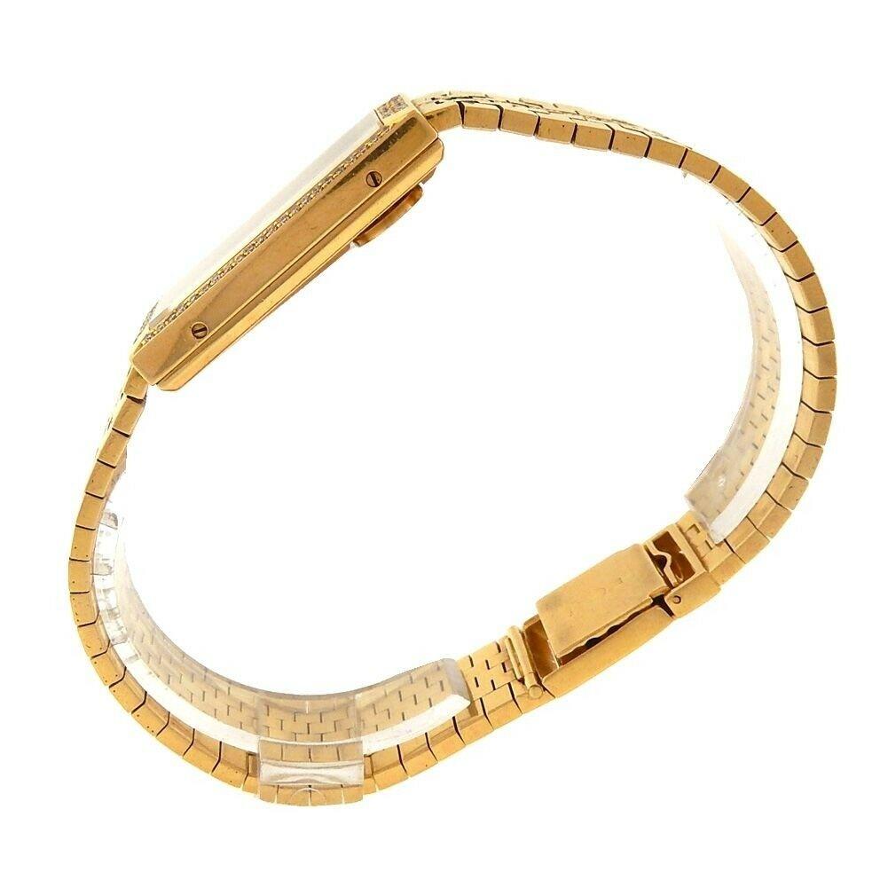 Corum Bridge 18k Yellow Gold Diamonds Pave Dial Manual Ladies Watch 132031112 In Excellent Condition For Sale In New York, NY