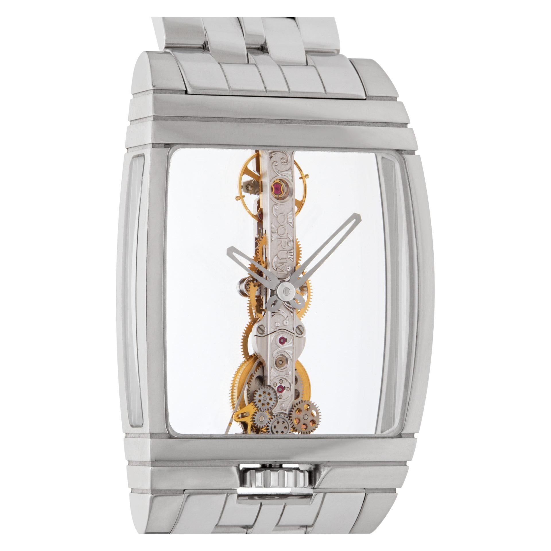 Men's Corum Bridge 18k White Gold Wristwatch Ref 113.550.59 For Sale