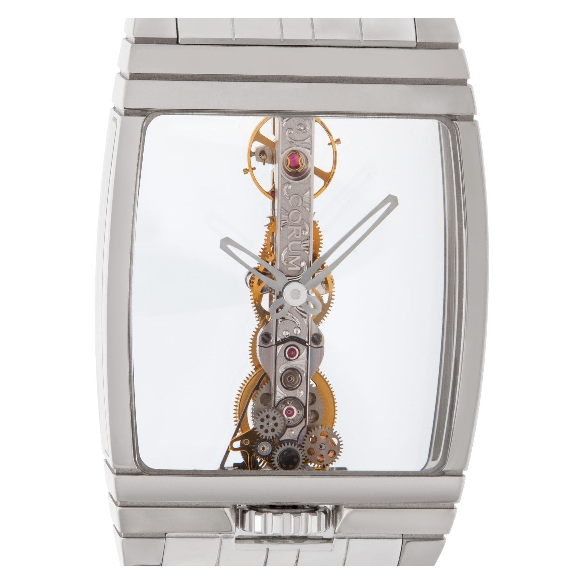 Corum Bridge Watch in 18k White Gold, Box and Papers, Manual Wind In Excellent Condition In Surfside, FL