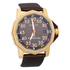 Corum Brown 18K Rose Gold & Leather Diamonds Admiral Cup Unisex Wristwatch 40mm