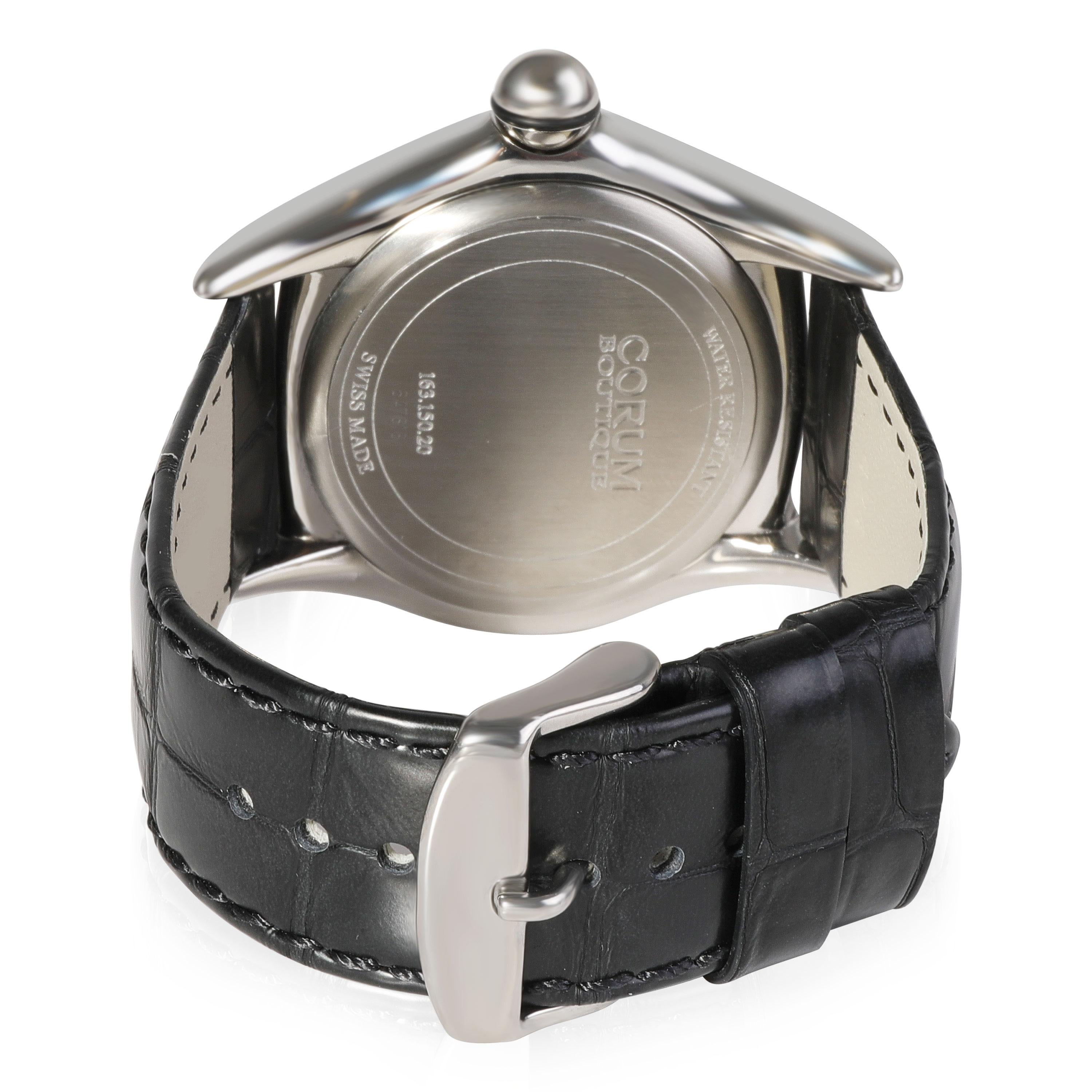 Corum Bubble 163.150.20 Men's Watch in  Stainless Steel

SKU: 113386

PRIMARY DETAILS
Brand: Corum
Model: Bubble
Country of Origin: Switzerland
Movement Type: Quartz: Battery
Year of Manufacture: 2000-2009
Condition: In excellent condition and