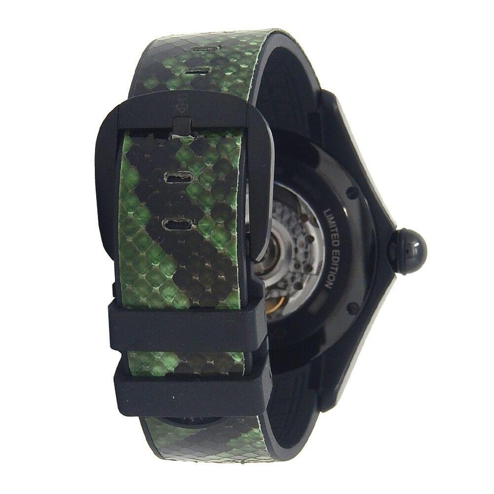 Men's Corum Bubble 47 Green Python Black PVD Stainless Steel Automatic L082/03192 For Sale