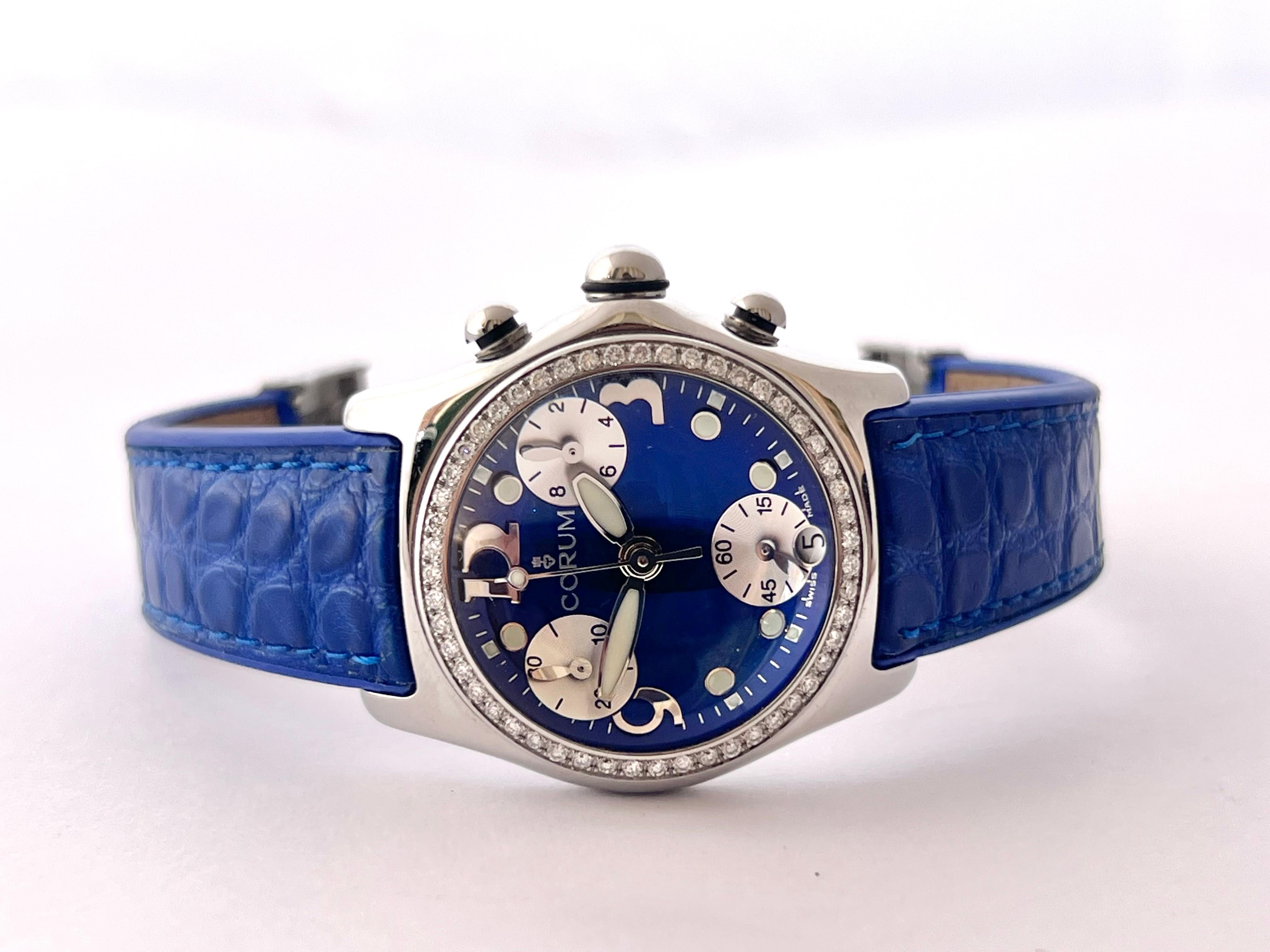 Corum Bubble Chronograph Diamond Bezel Watch For Sale 7