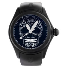 Used Corum Bubble "Mexican Skull" in PVD on a Rubber Strap, 082.310.98/0371 SM01