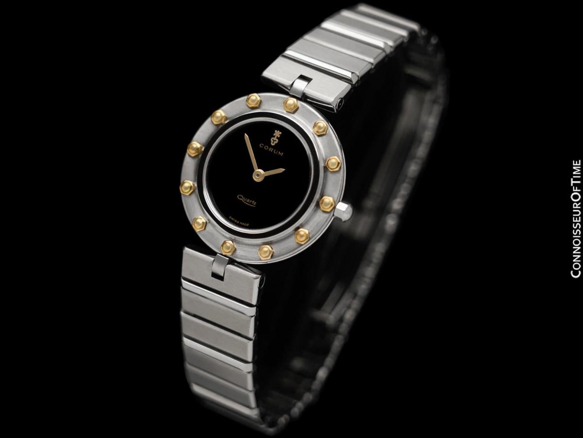 Corum Clipper Club Ladies 2-Tone Quartz Watch - Stainless Steel & 18K Gold In Excellent Condition For Sale In Suwanee, GA