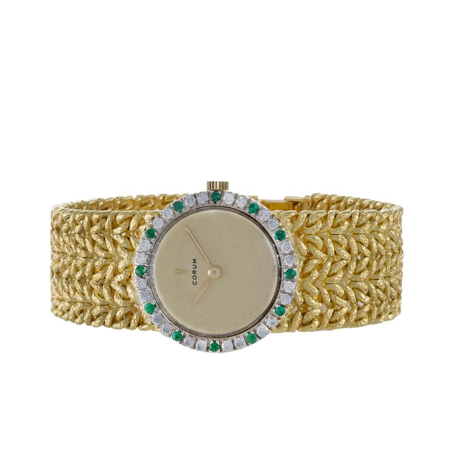 Corum Cocktail Watch 18K Yellow Gold with Diamonds and Rubies In Good Condition For Sale In New York, NY