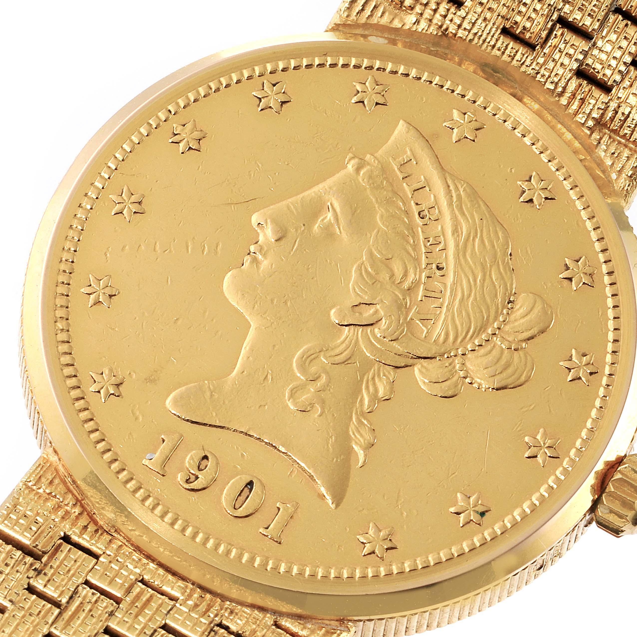 Women's Corum Coin 10 Dollars Double Eagle Yellow Gold Ladies Watch 1901 For Sale