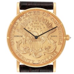 Corum Coin 20 Dollars Double Eagle Yellow Gold Mens Watch 4414556 Box Papers