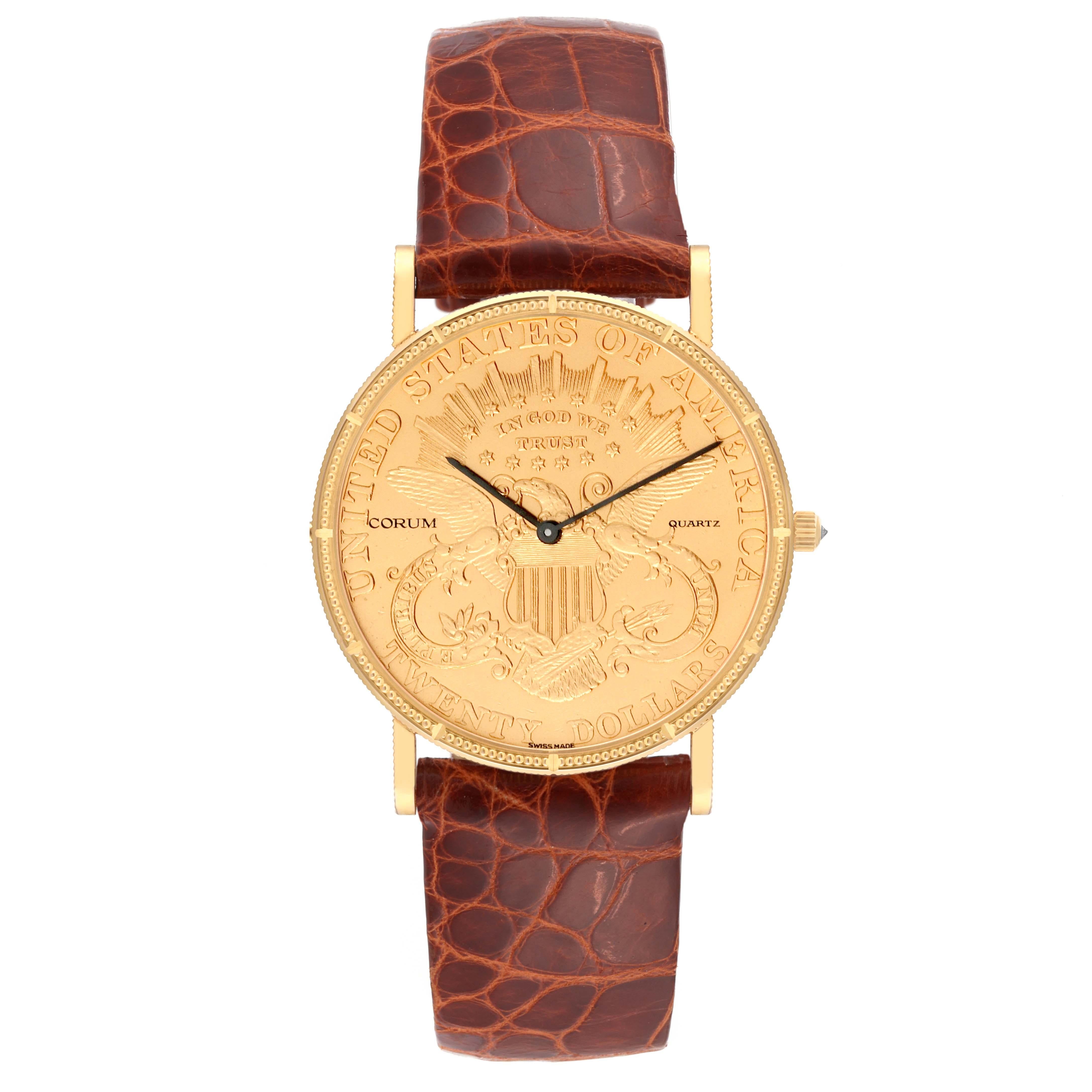 Corum Coin 20 Dollars Double Eagle Yellow Gold Mens Watch 4708590 In Excellent Condition In Atlanta, GA