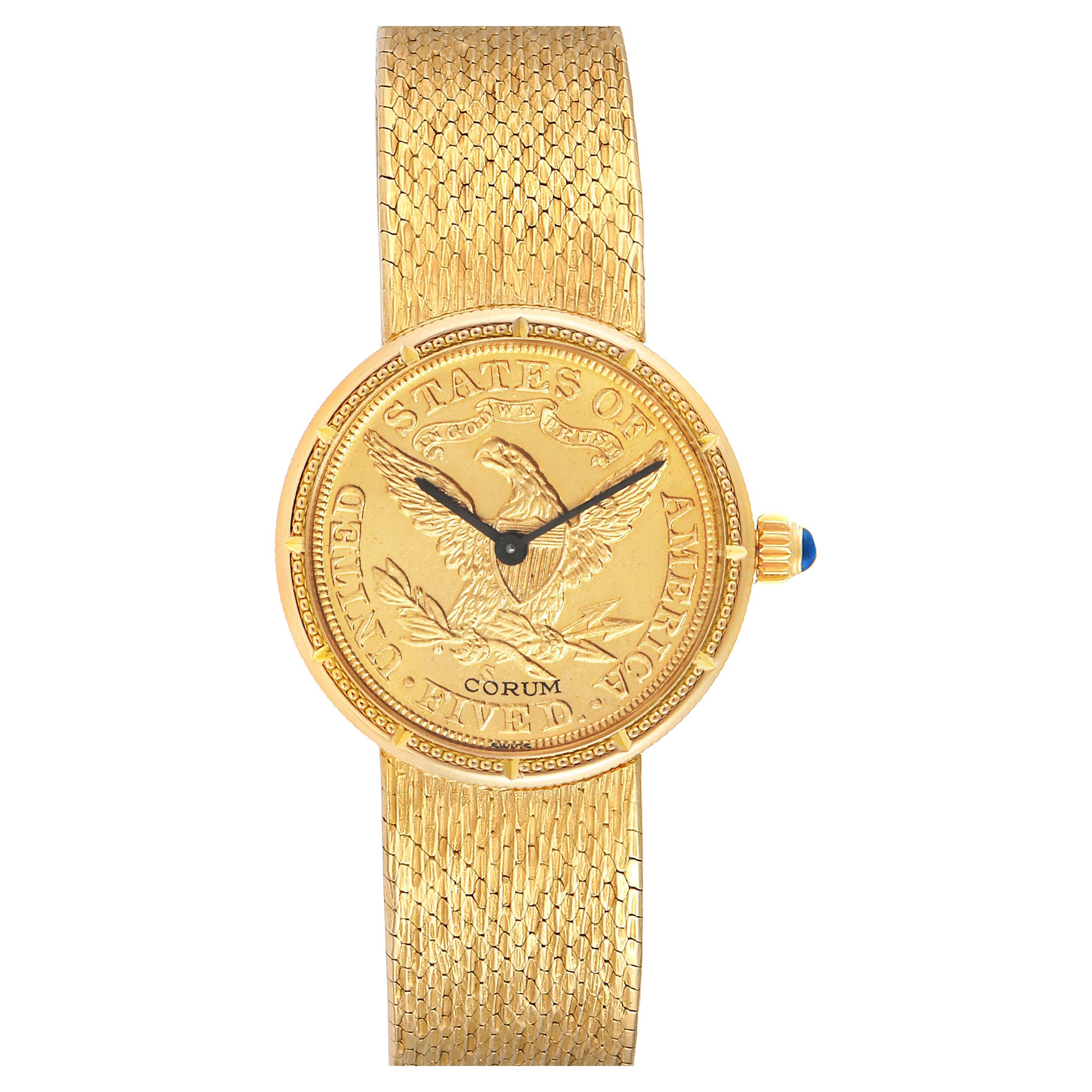 Corum Coin 5 Dollars Double Eagle Yellow Gold Ladies Watch 1902 For Sale
