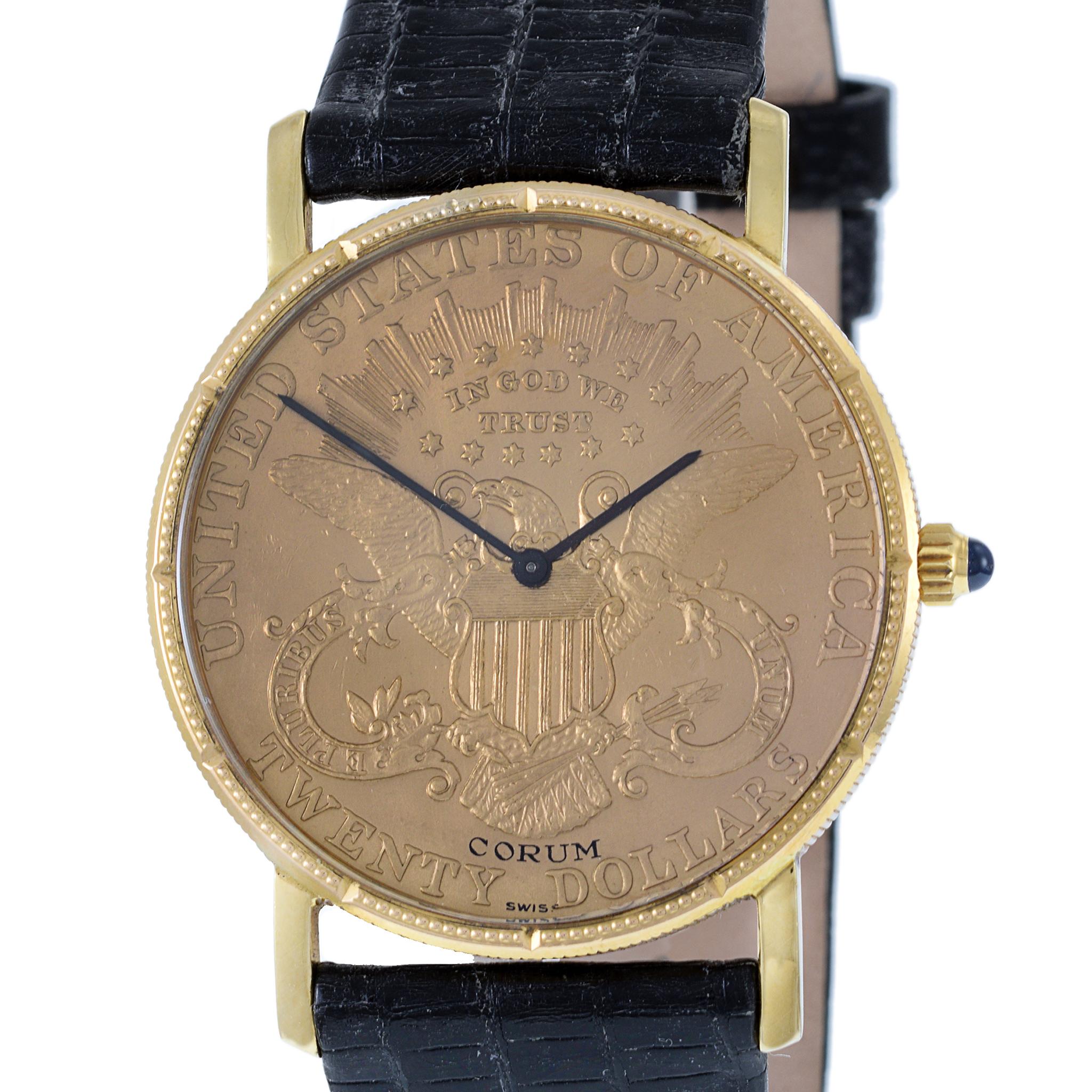 Retro Corum Coin Watch 18K and 22K Gold For Sale