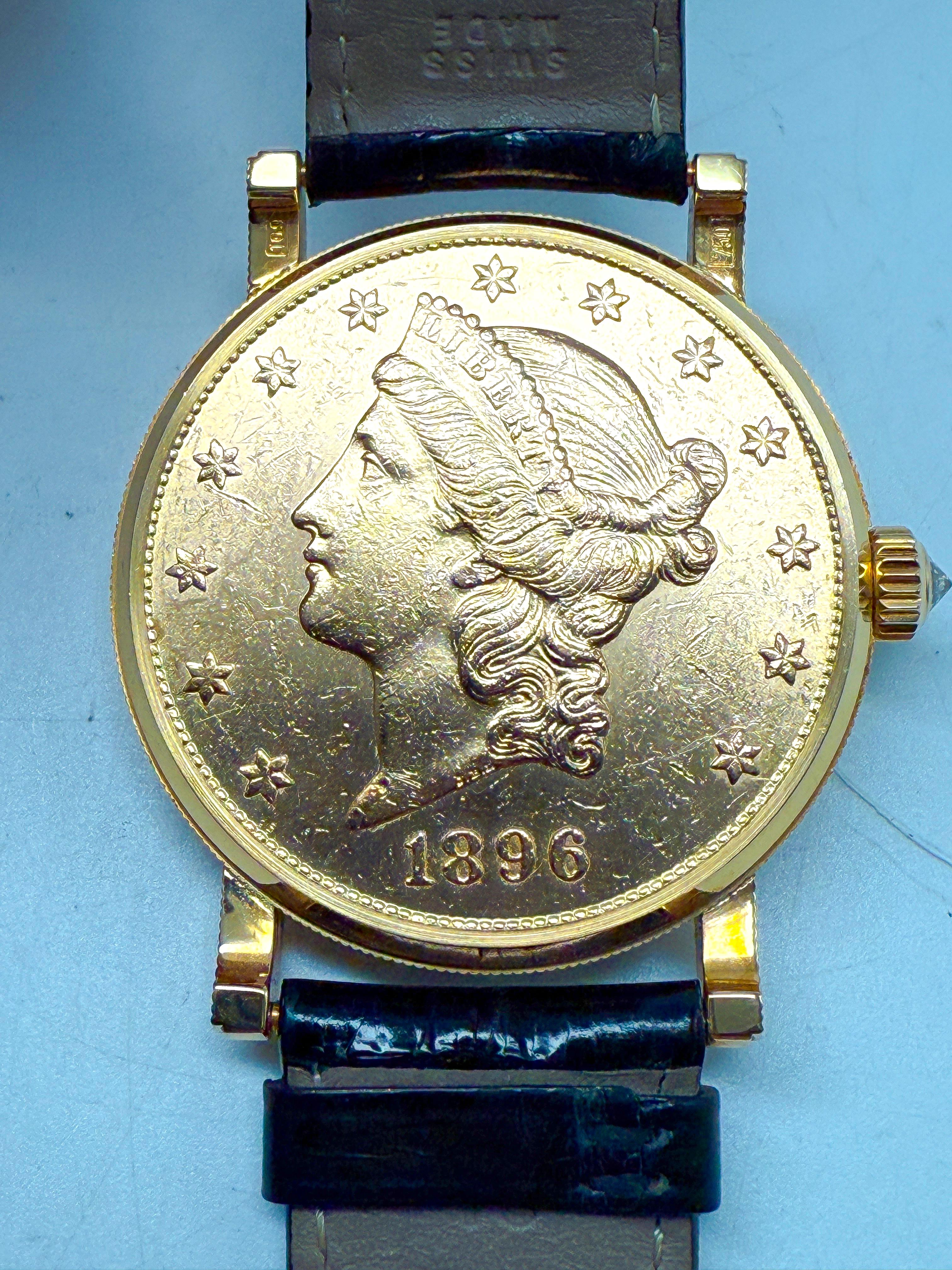 Montre Corum Coin en or jaune 18 carats - Automatique en vente 3