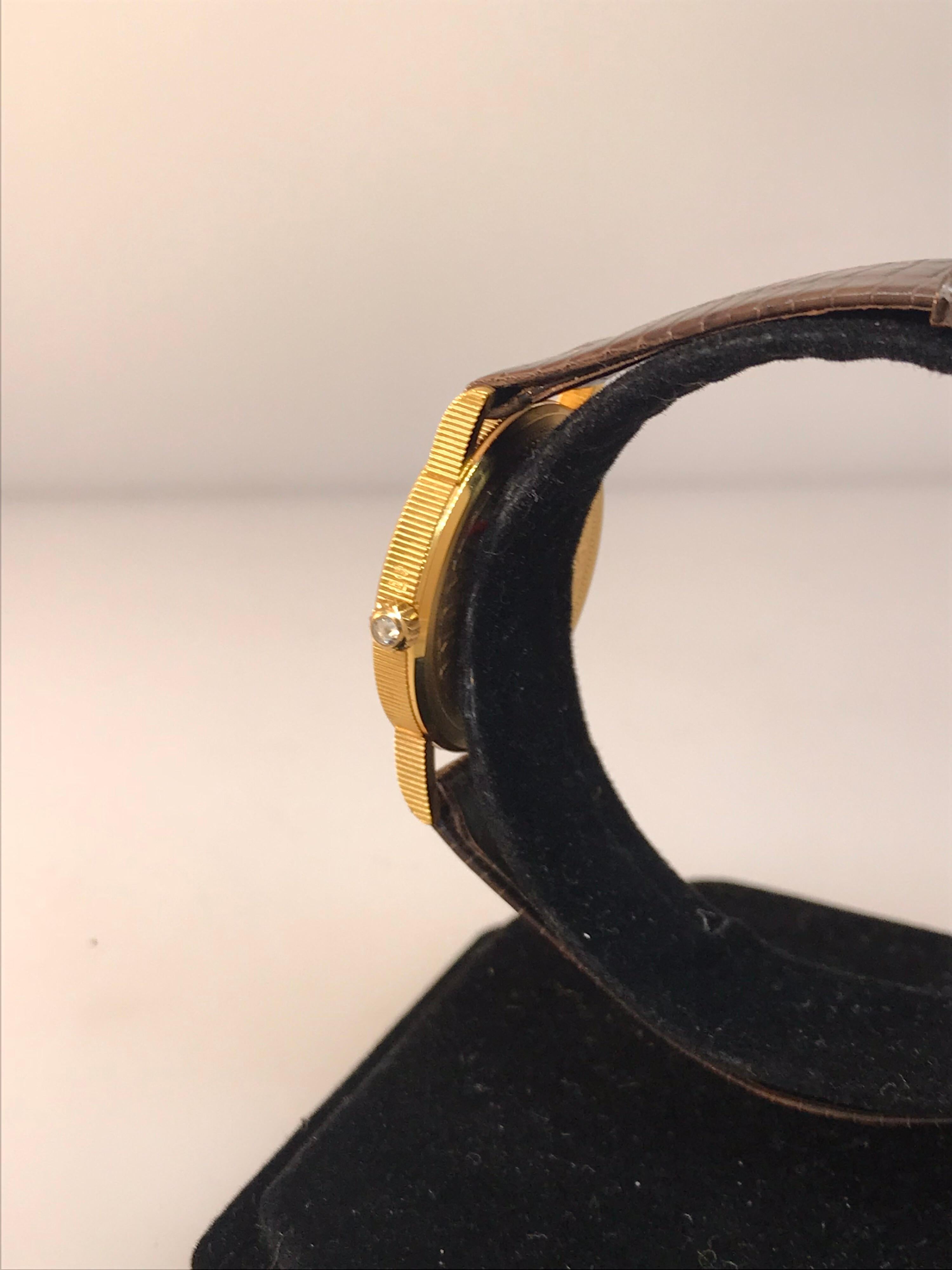 Corum Coin Yellow Gold Brown Leather Band Quartz Ladies Watch 4414756 New For Sale 2