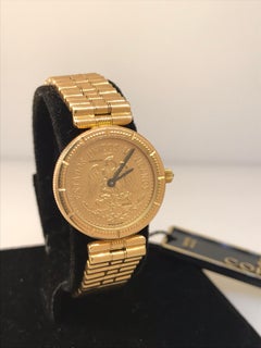 Corum Gold Coin 18 Karat Yellow Gold Bracelet Ladies Watch 3034856 New
