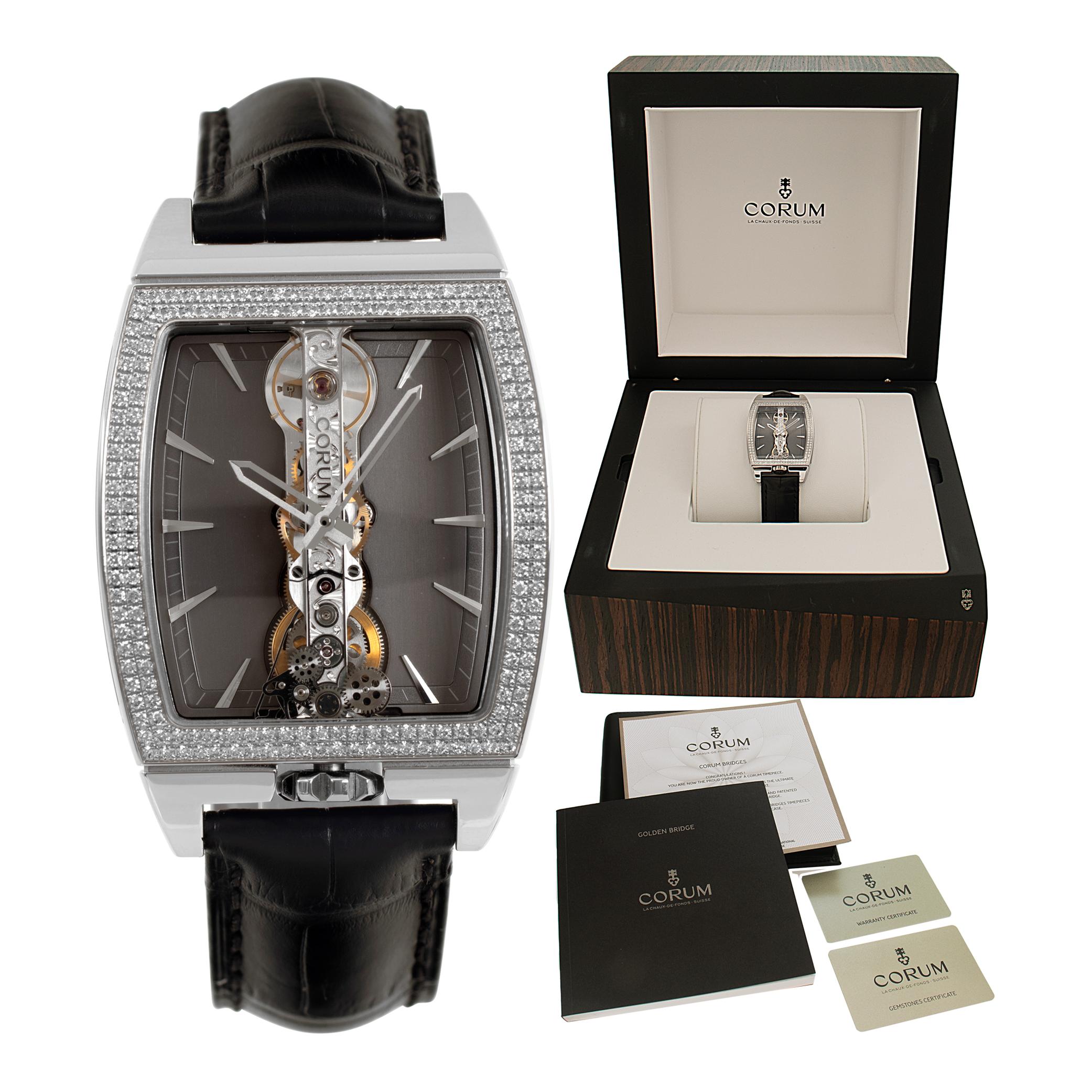 Corum Golden Bridge 18k white gold Manual Wristwatch Ref 113.151.69/0001 FK 01 For Sale 3