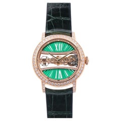 Corum Golden Bridge B113/03292 Emerald Dial Diamonds 18K Rose  Gold watch