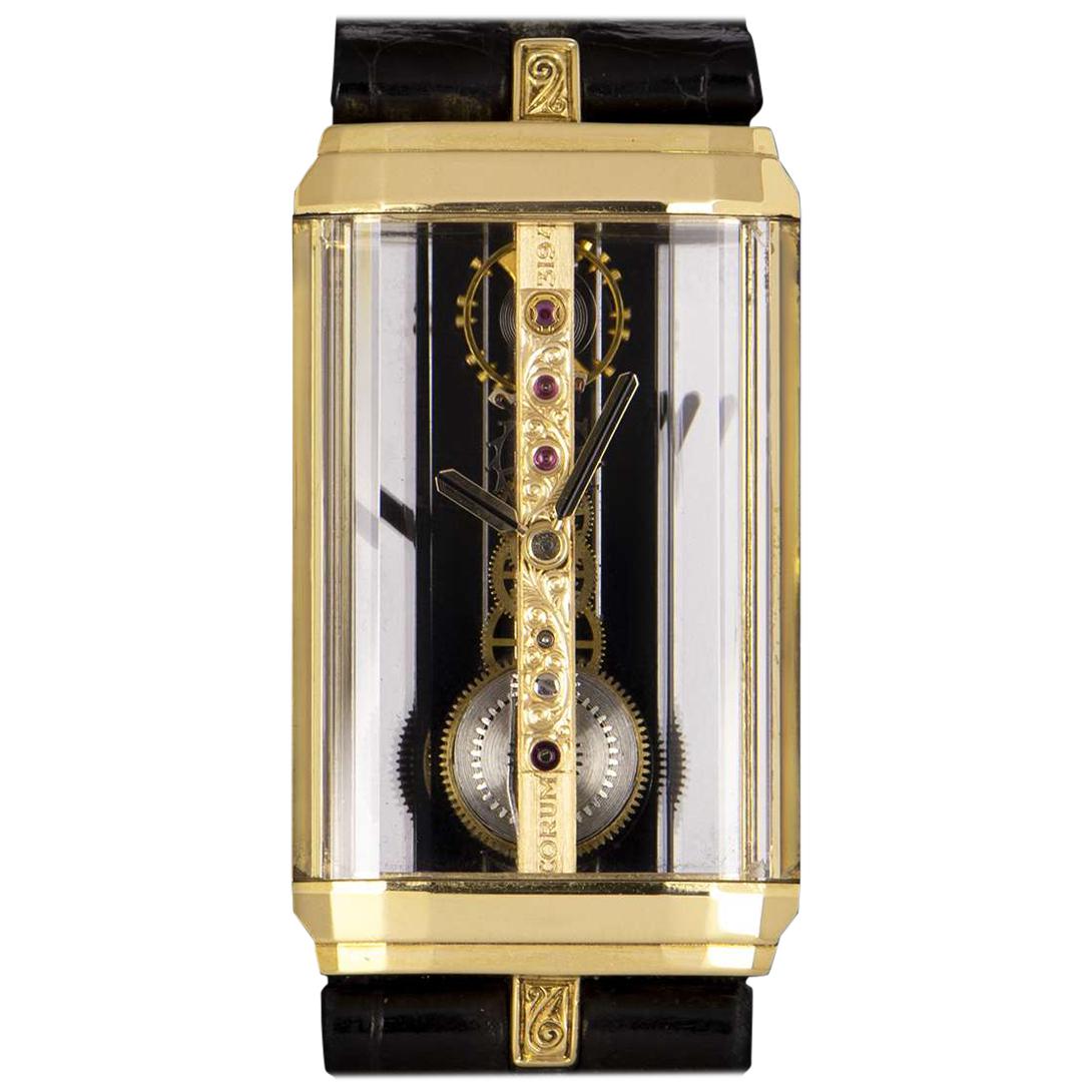Corum Golden Bridge Mid-Size 18 Karat Yellow Gold Skeleton Dial 13.150.56