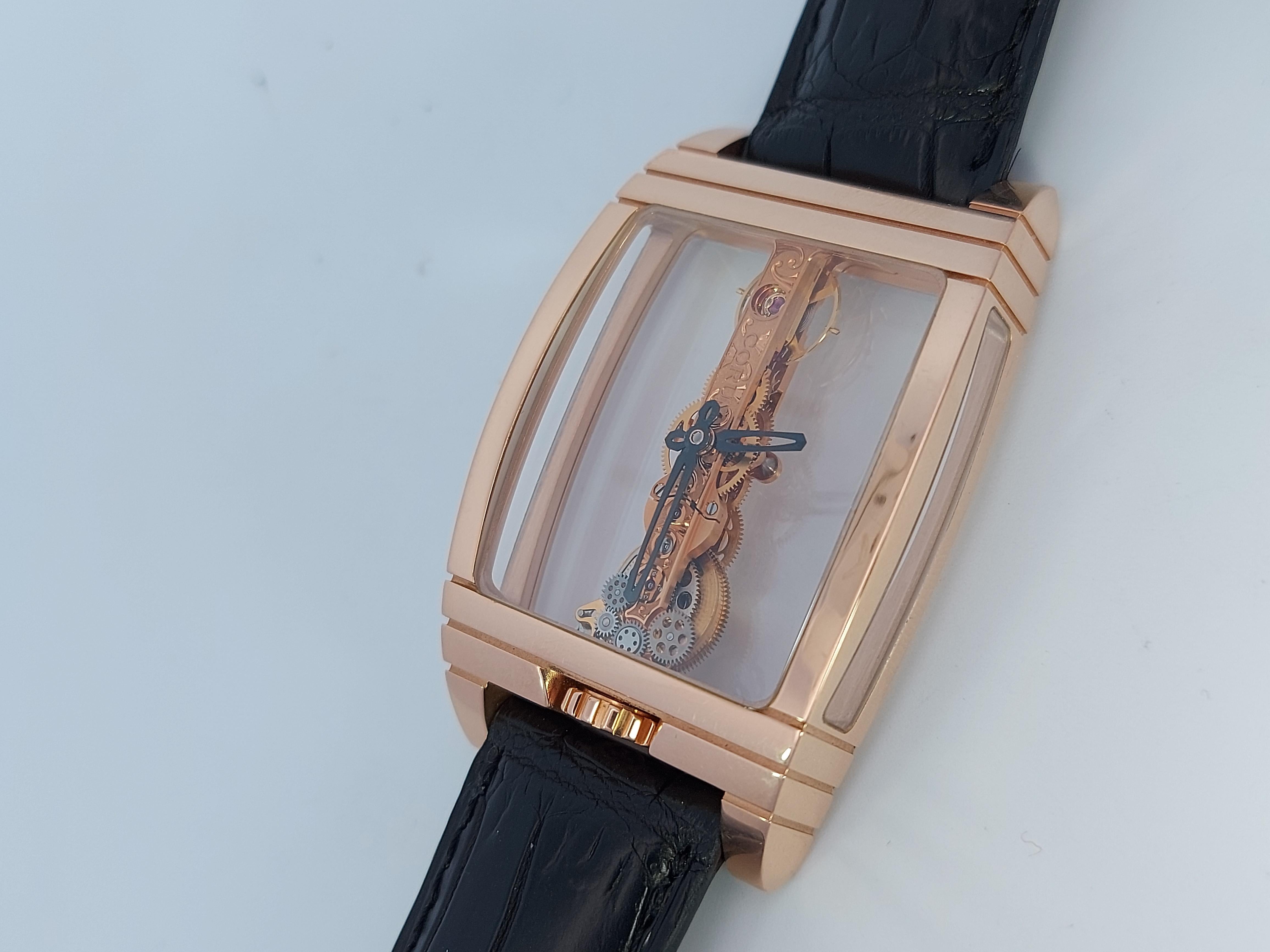 Corum Golden Bridge Model, 18kt Rose Gold, Linear Movement, Hand Winding For Sale 2