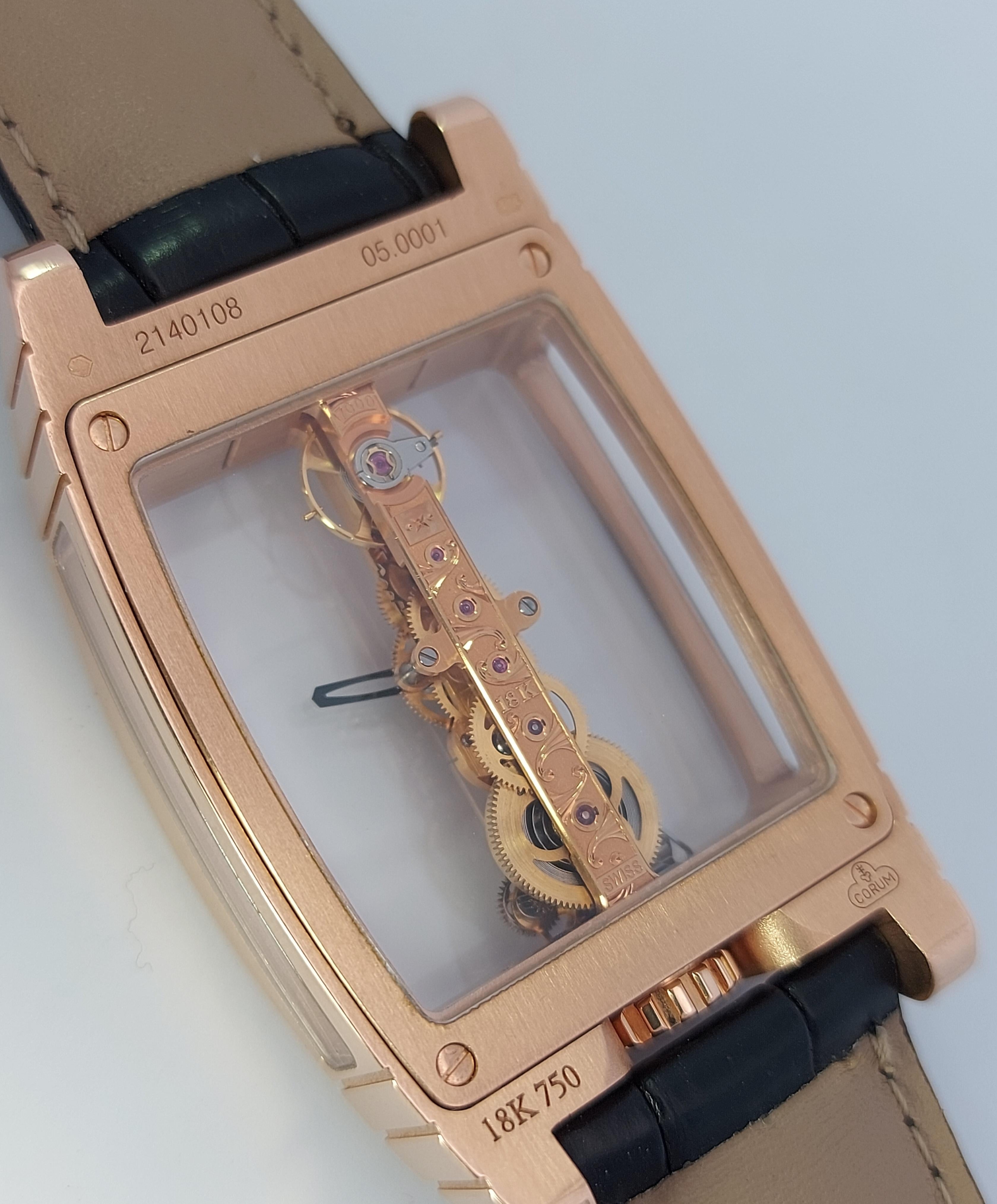 Corum Golden Bridge Model, 18kt Rose Gold, Linear Movement, Hand Winding For Sale 3