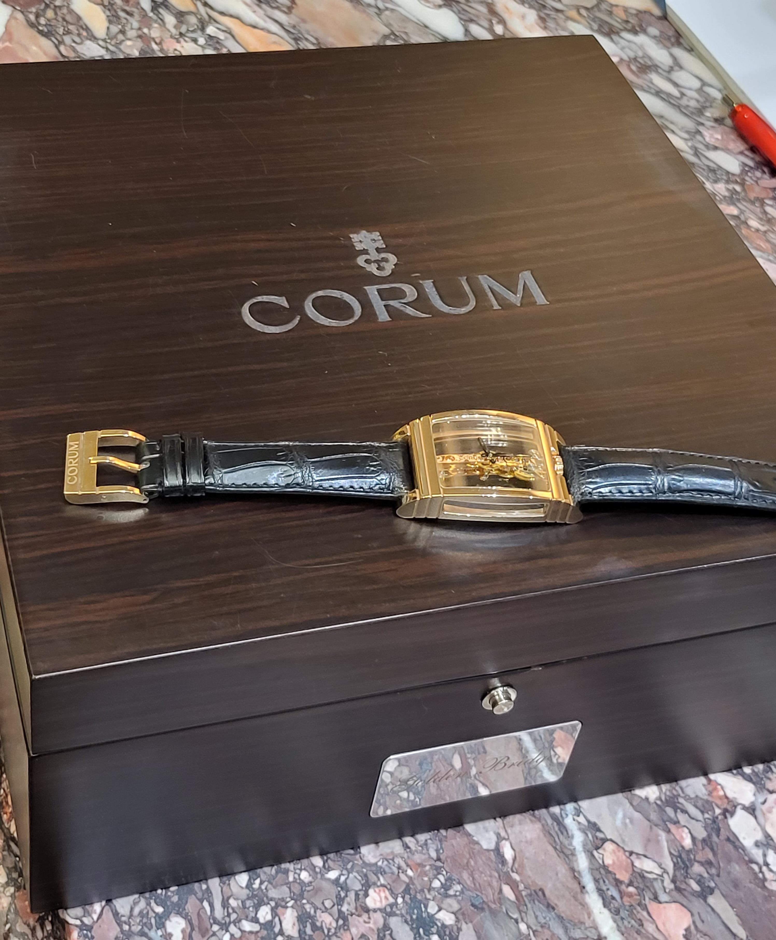 Corum Golden Bridge Model, 18kt Rose Gold, Linear Movement, Hand Winding For Sale 7