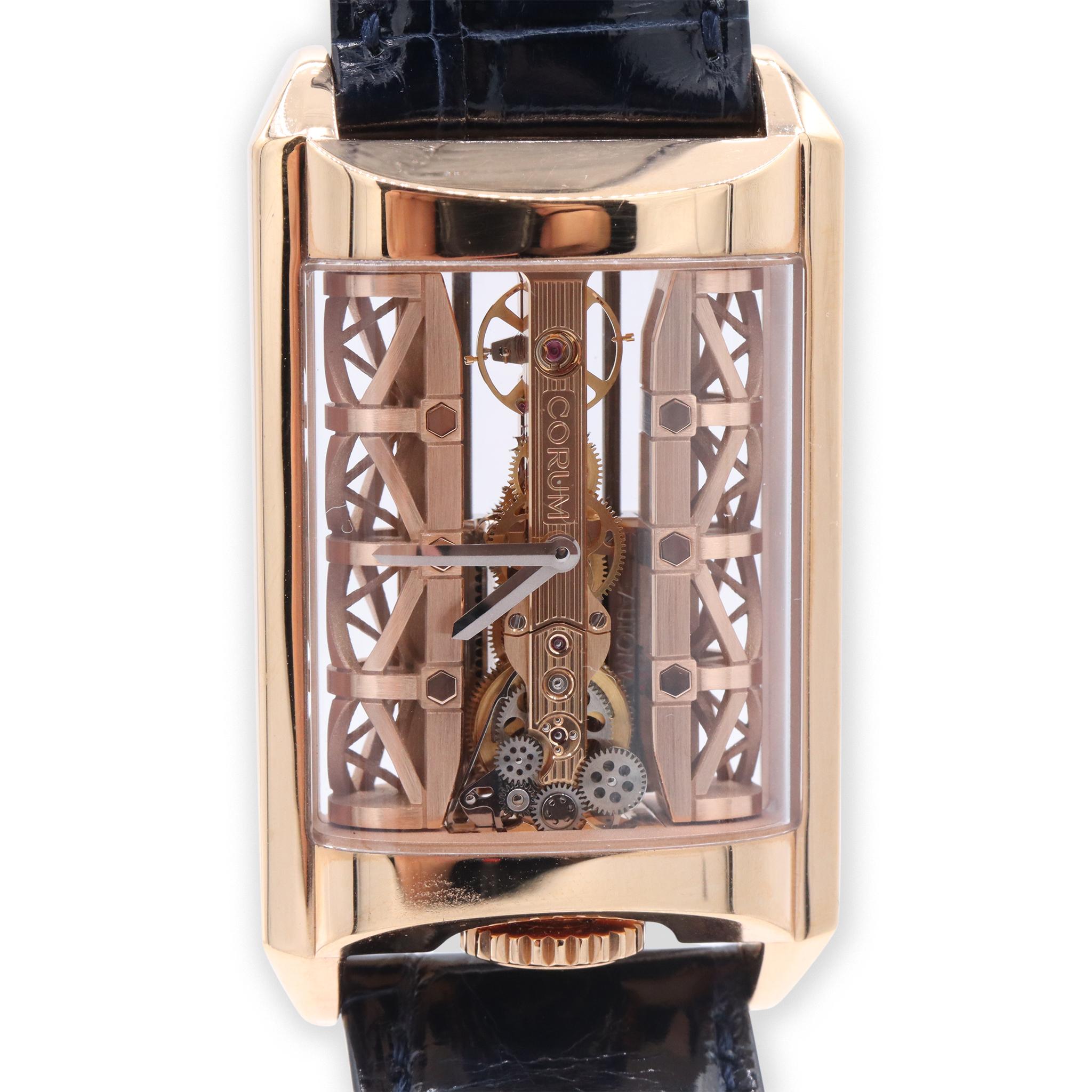 Women's or Men's Corum Golden Bridge Stream Skeleton Limited Edition  18K Rose  Gold watch For Sale