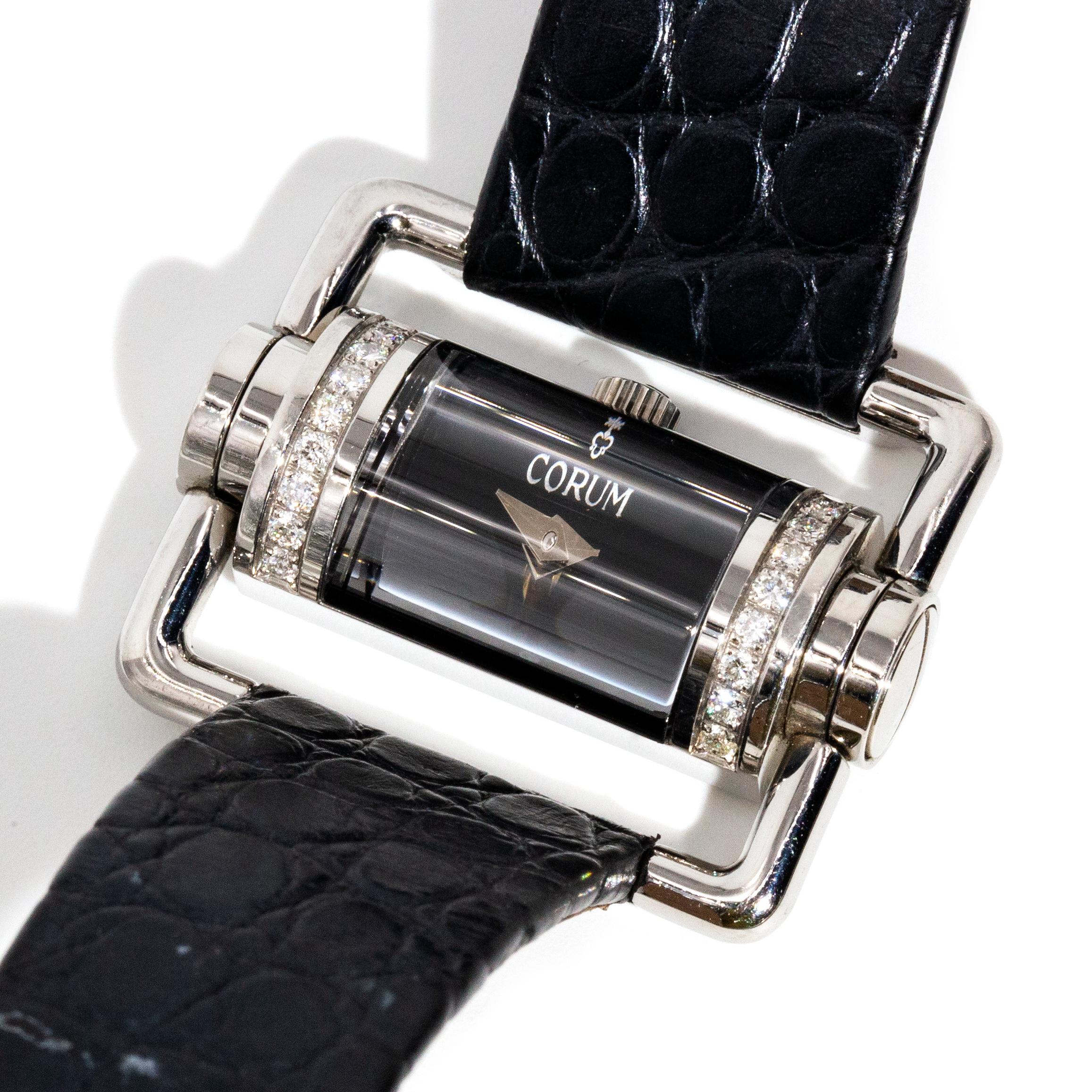 Corum Horizontale Diamant-Damenuhr mit Krokodilarmband Referenz 130.330.47 (Moderne)