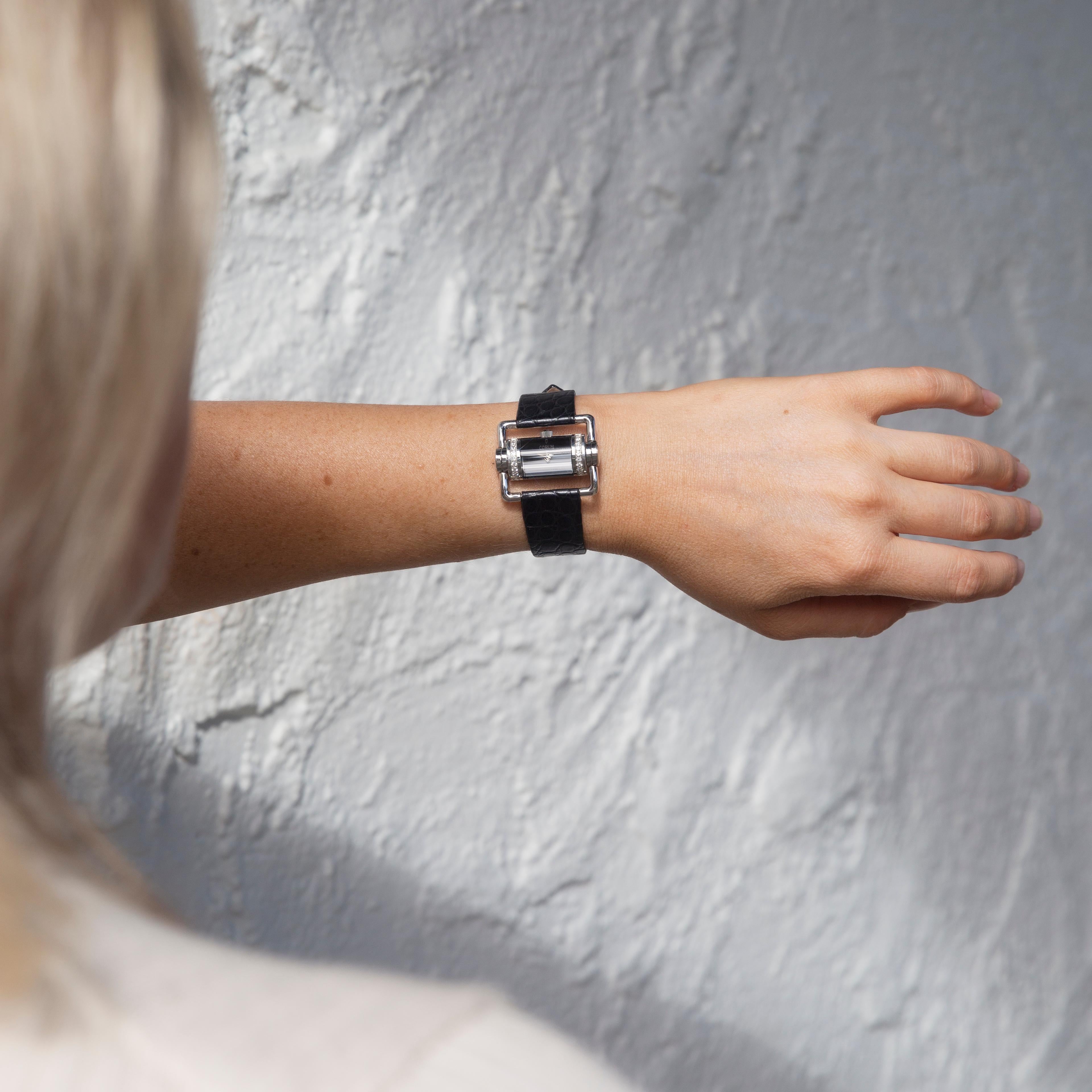 Corum Horizontale Diamant-Damenuhr mit Krokodilarmband Referenz 130.330.47 4